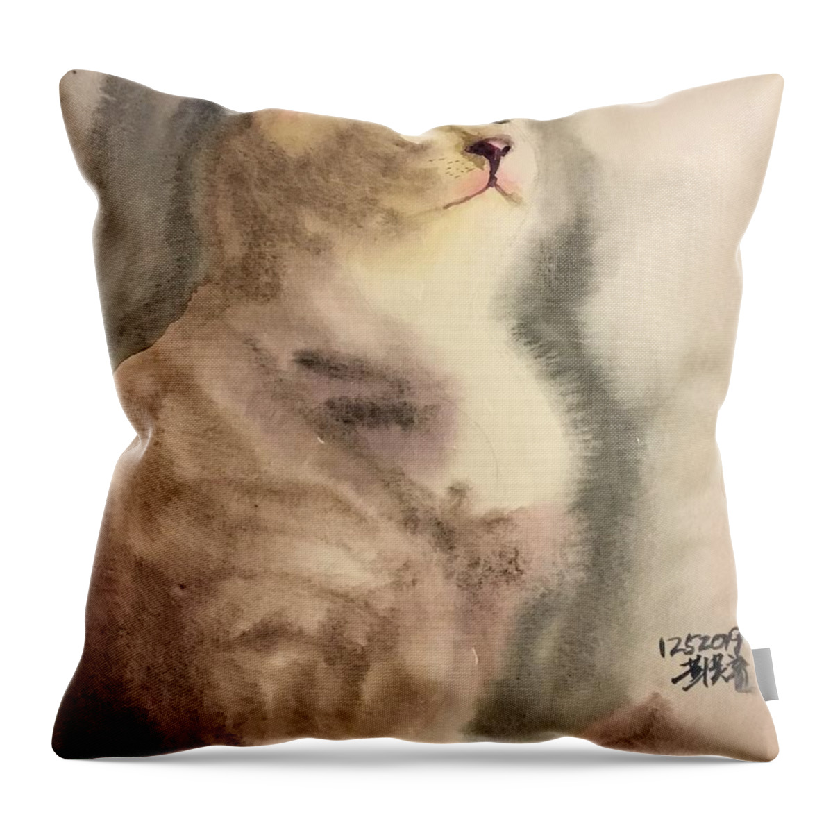 1132019 Throw Pillow featuring the painting 1132019 by Han in Huang wong