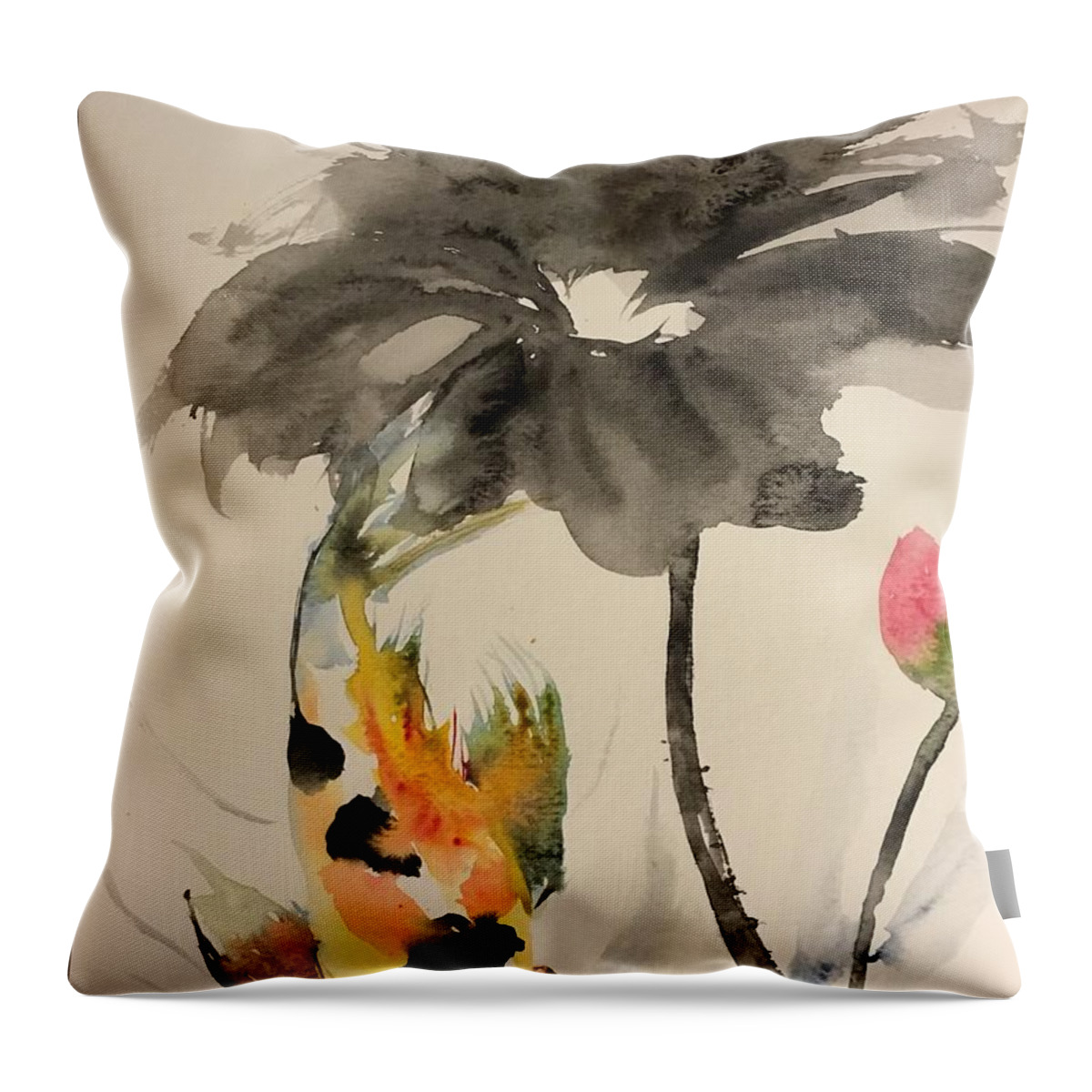 1242019 Throw Pillow featuring the painting 1242029 by Han in Huang wong