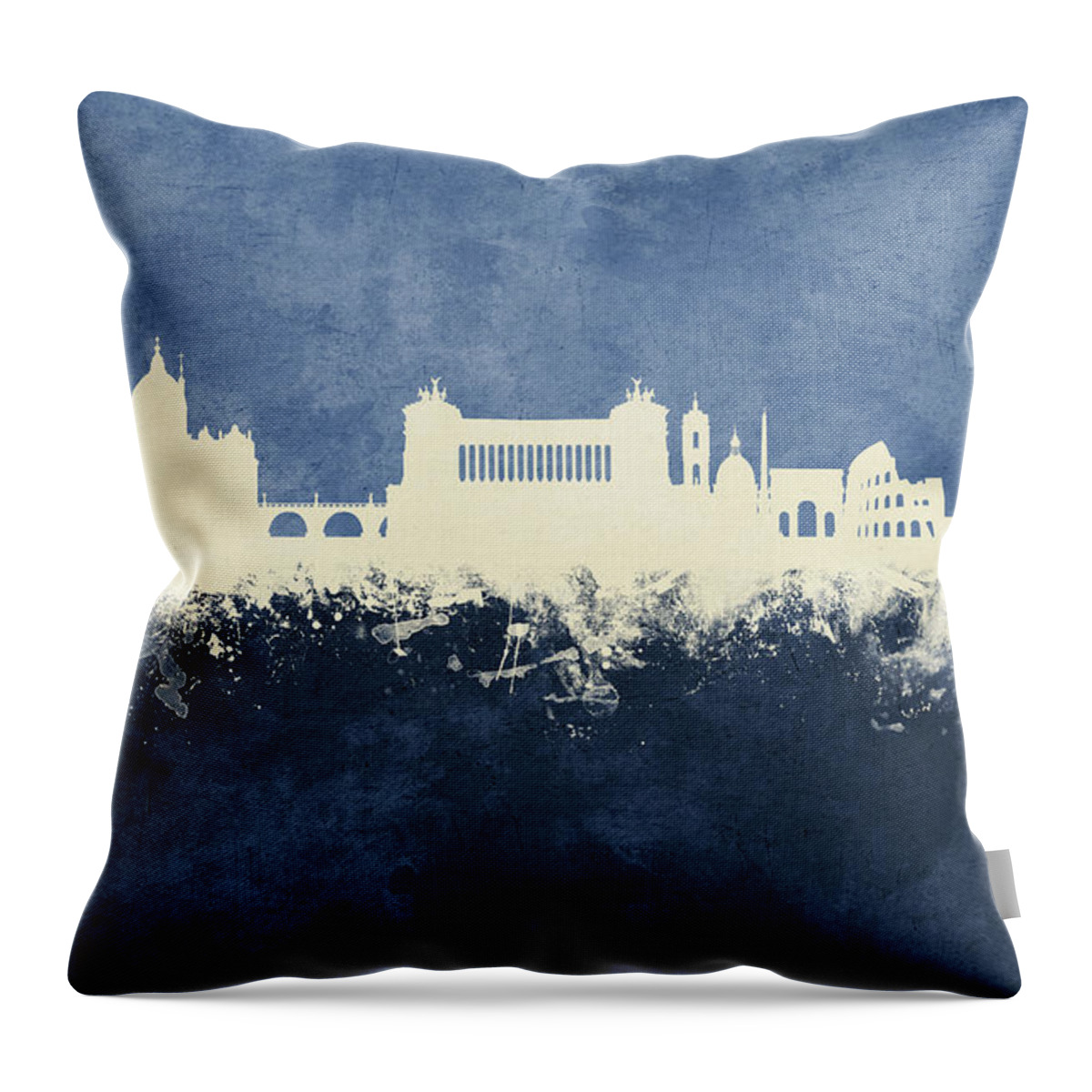 Rome Throw Pillow featuring the digital art Rome Italy Skyline by Michael Tompsett