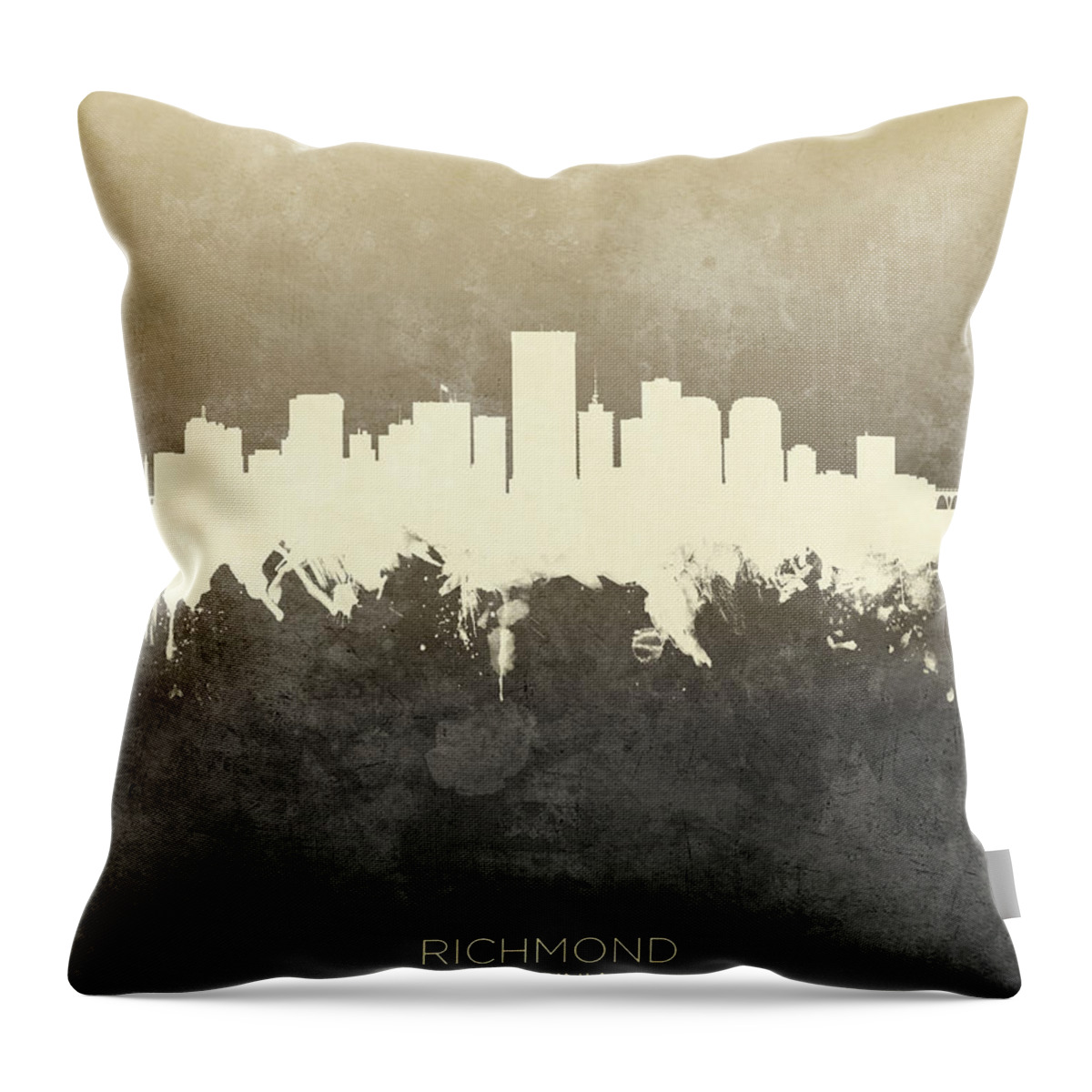 Richmond Throw Pillow featuring the digital art Richmond Virginia Skyline by Michael Tompsett