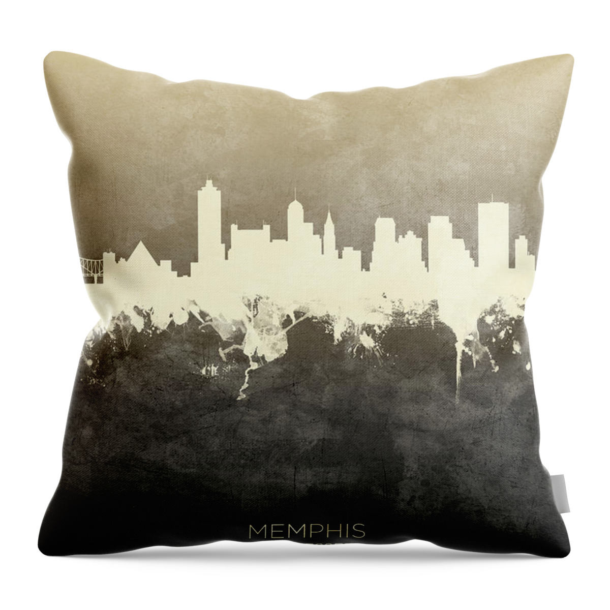 Memphis Throw Pillow featuring the digital art Memphis Tennessee Skyline by Michael Tompsett