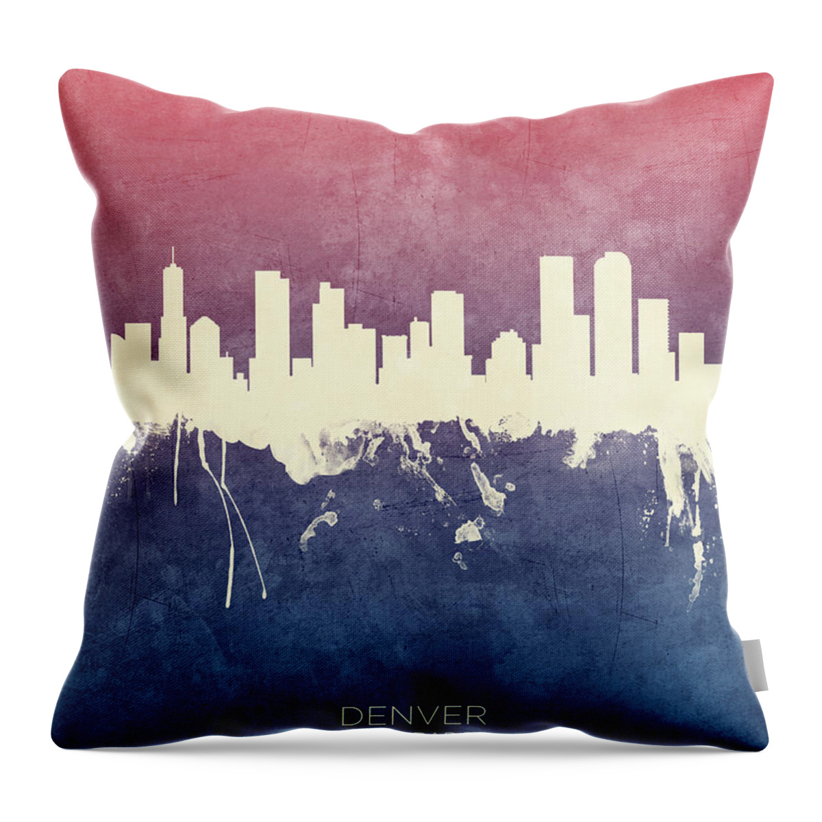 Denver Throw Pillow featuring the digital art Denver Colorado Skyline by Michael Tompsett