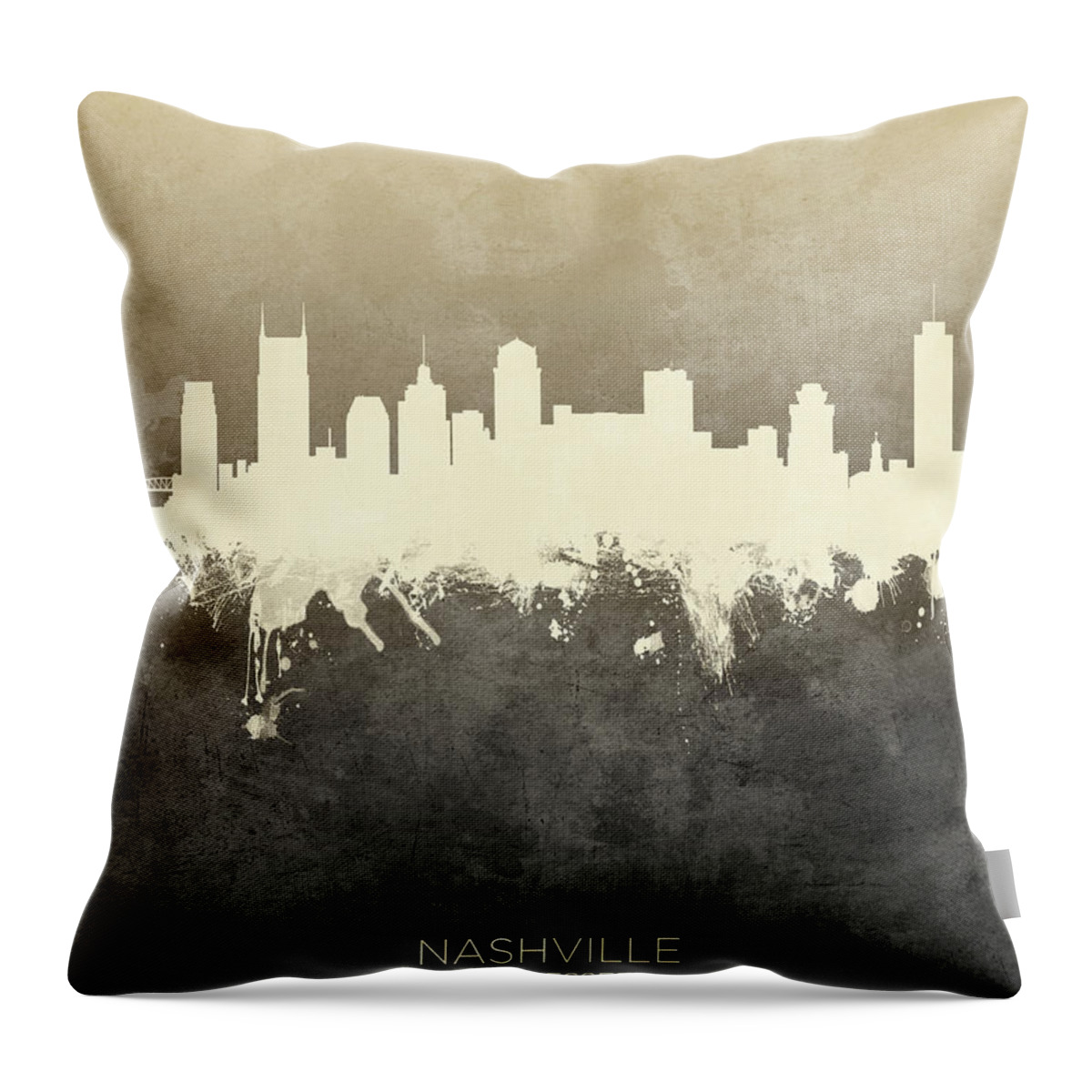 Nashville Throw Pillow featuring the digital art Nashville Tennessee Skyline by Michael Tompsett