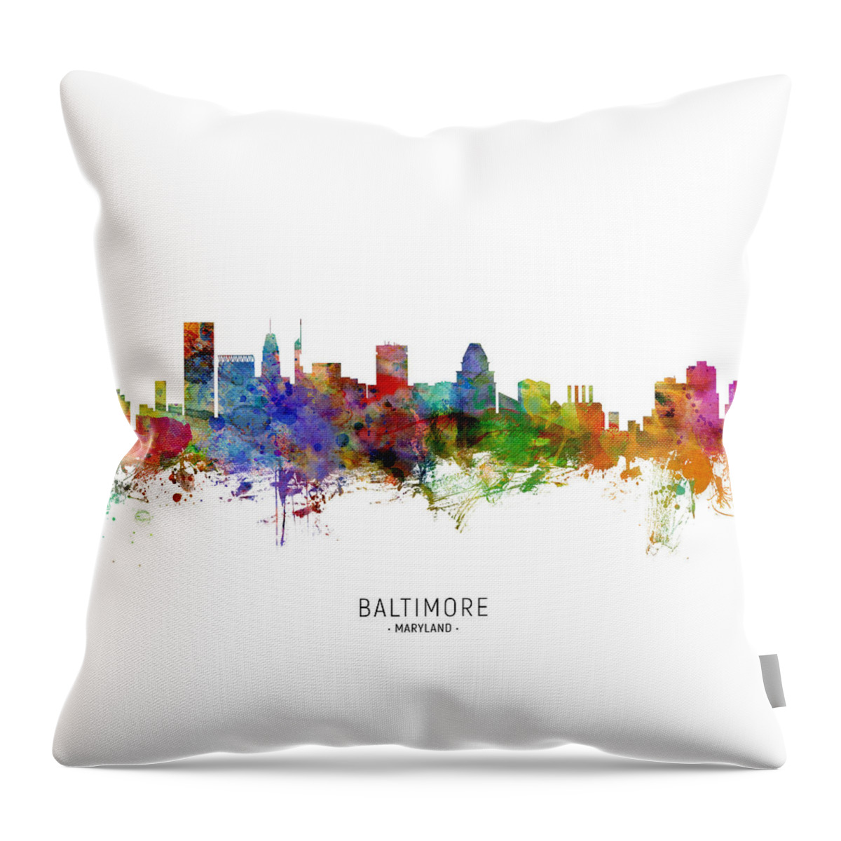 Baltimore Throw Pillow featuring the digital art Baltimore Maryland Skyline by Michael Tompsett