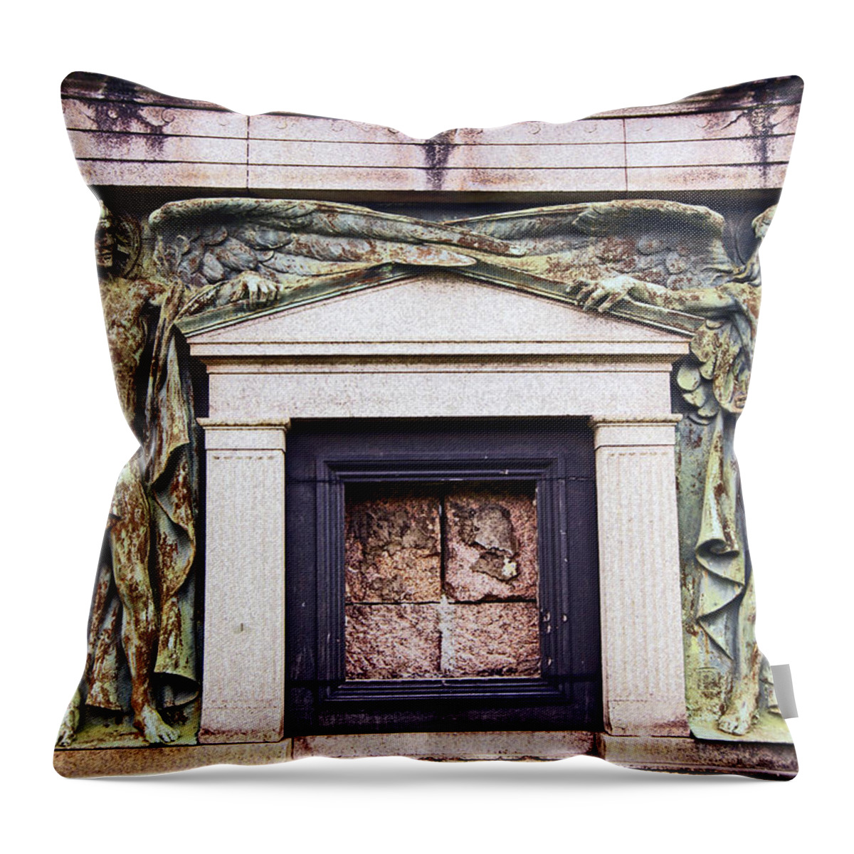 Scotland Throw Pillow featuring the photograph 18/09/13 GLASGOW. The Necropolis, double Angels. by Lachlan Main