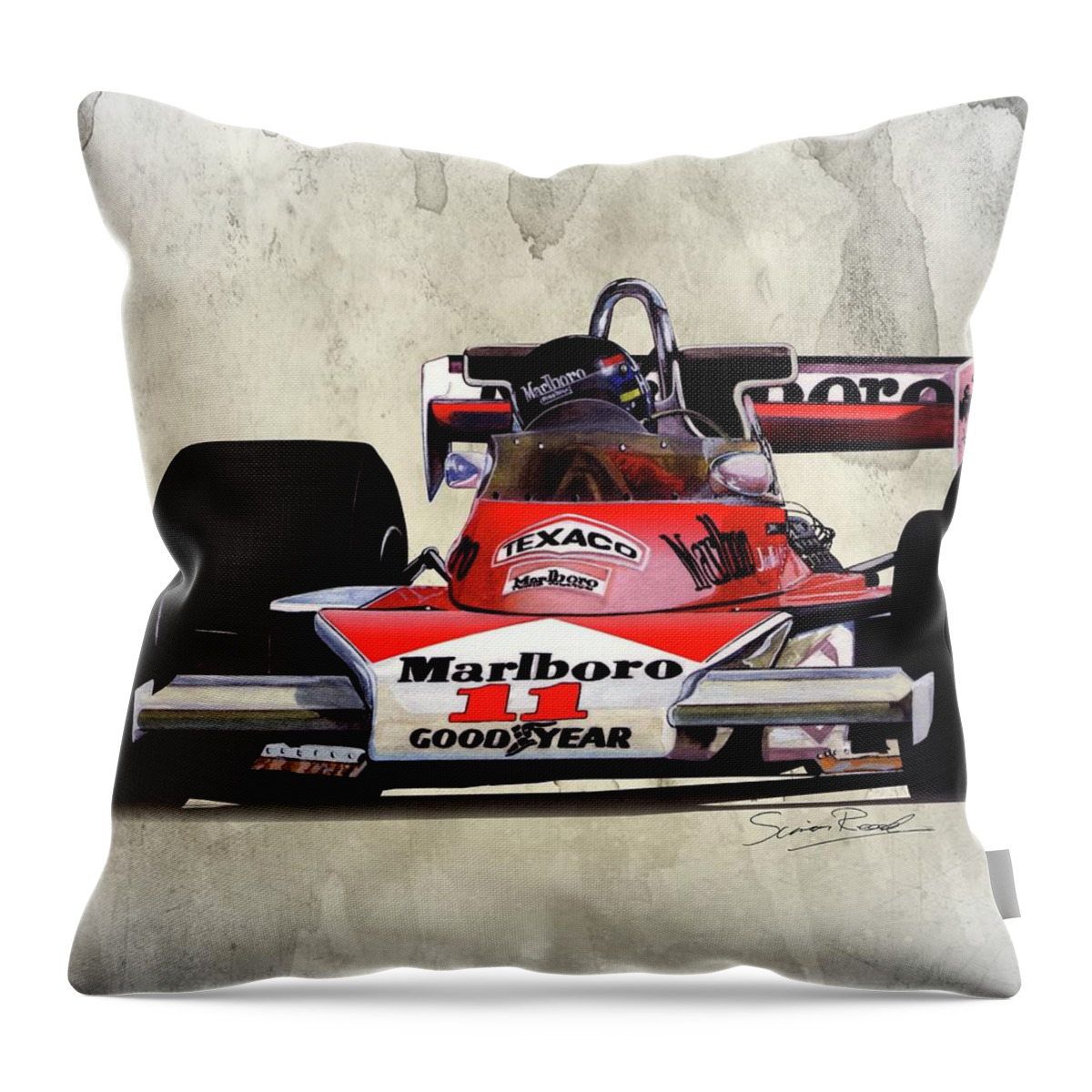 Art Throw Pillow featuring the painting 1976 McLaren M23 by Simon Read