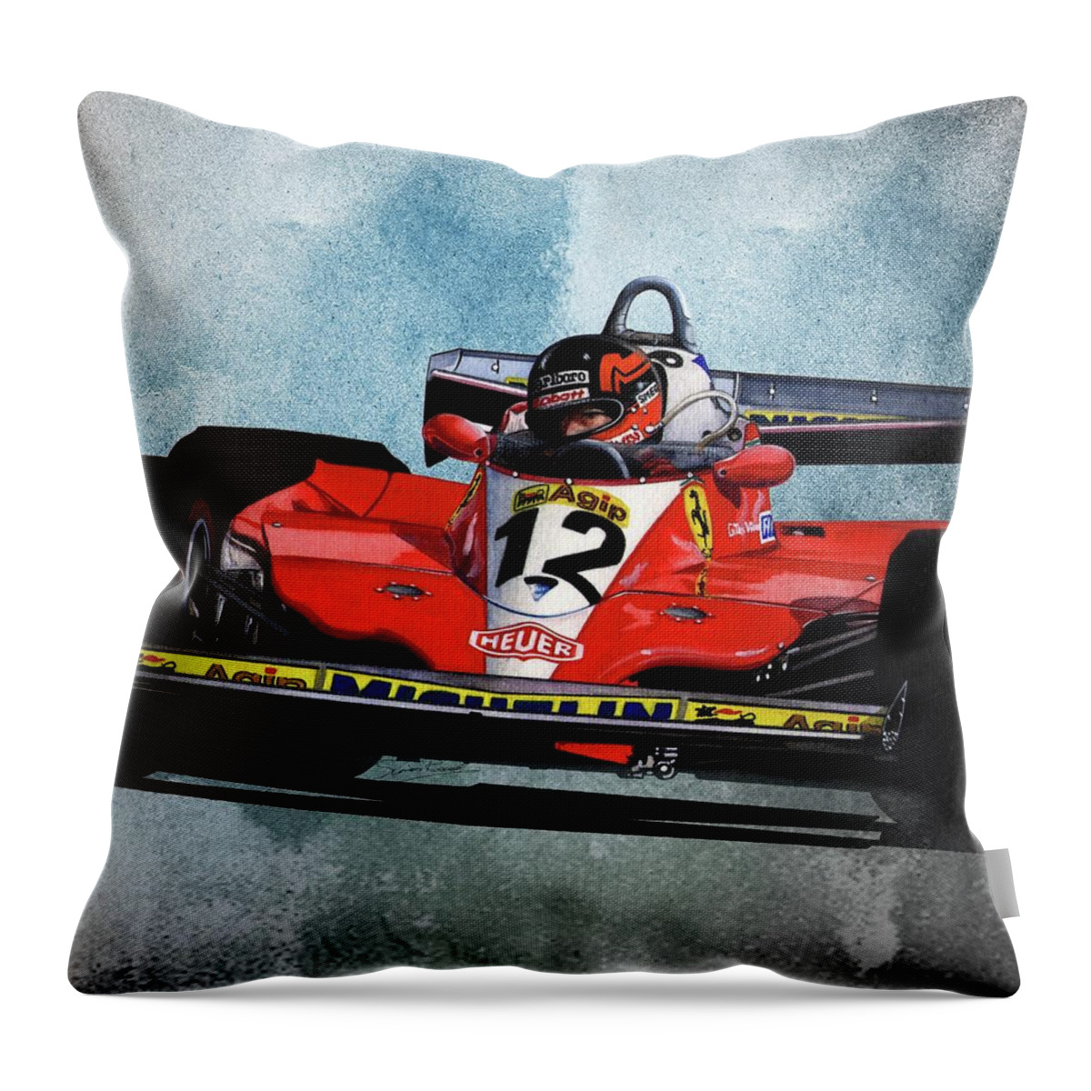 Art Throw Pillow featuring the painting 1978 Ferrari 312T3 by Simon Read