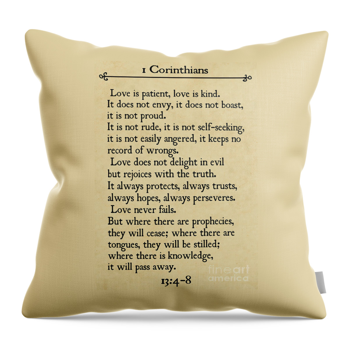 1 Corinthians 13 4-8- Inspirational Quotes Wall Art Collection Throw Pillow  by Mark Lawrence - Mark Lawrence - Artist Website
