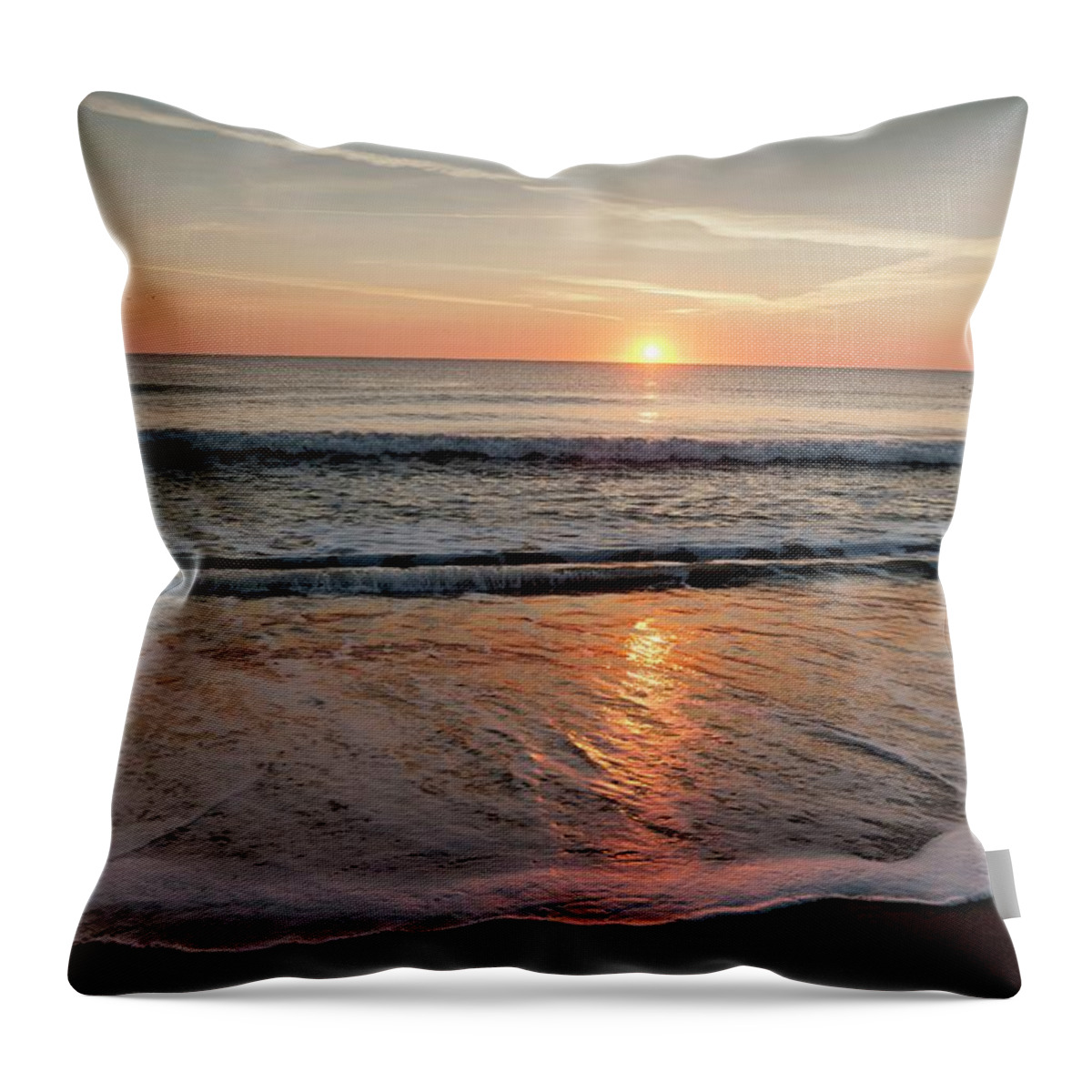 Estock Throw Pillow featuring the digital art Amelia Island, Beach At Sunset by Lumiere