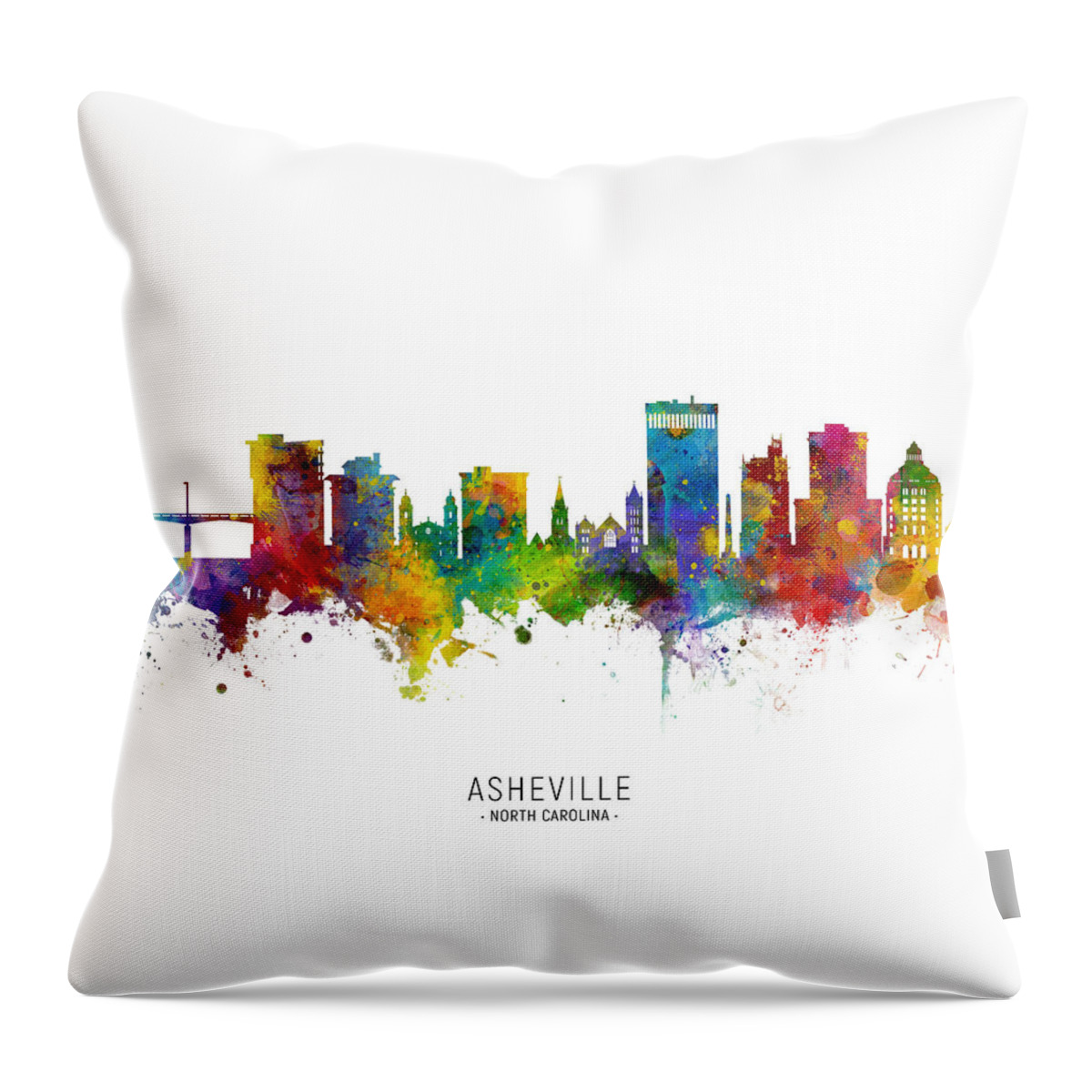 Asheville Throw Pillow featuring the digital art Asheville North Carolina Skyline by Michael Tompsett