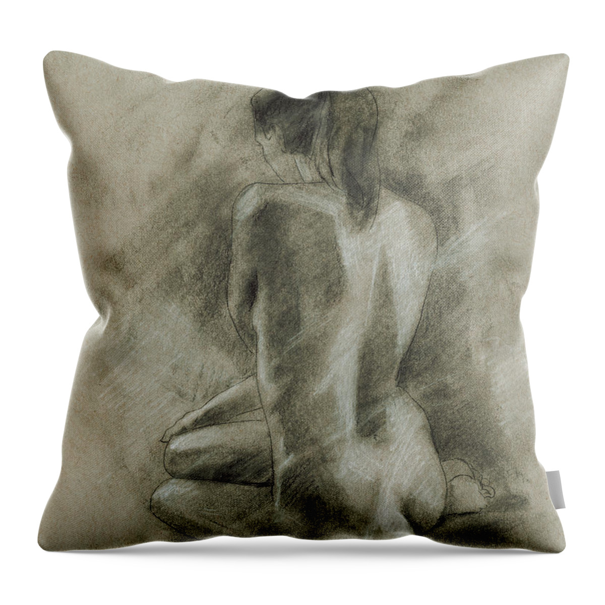 Figurative Throw Pillow featuring the painting Charcoal Figure Study II by Ethan Harper