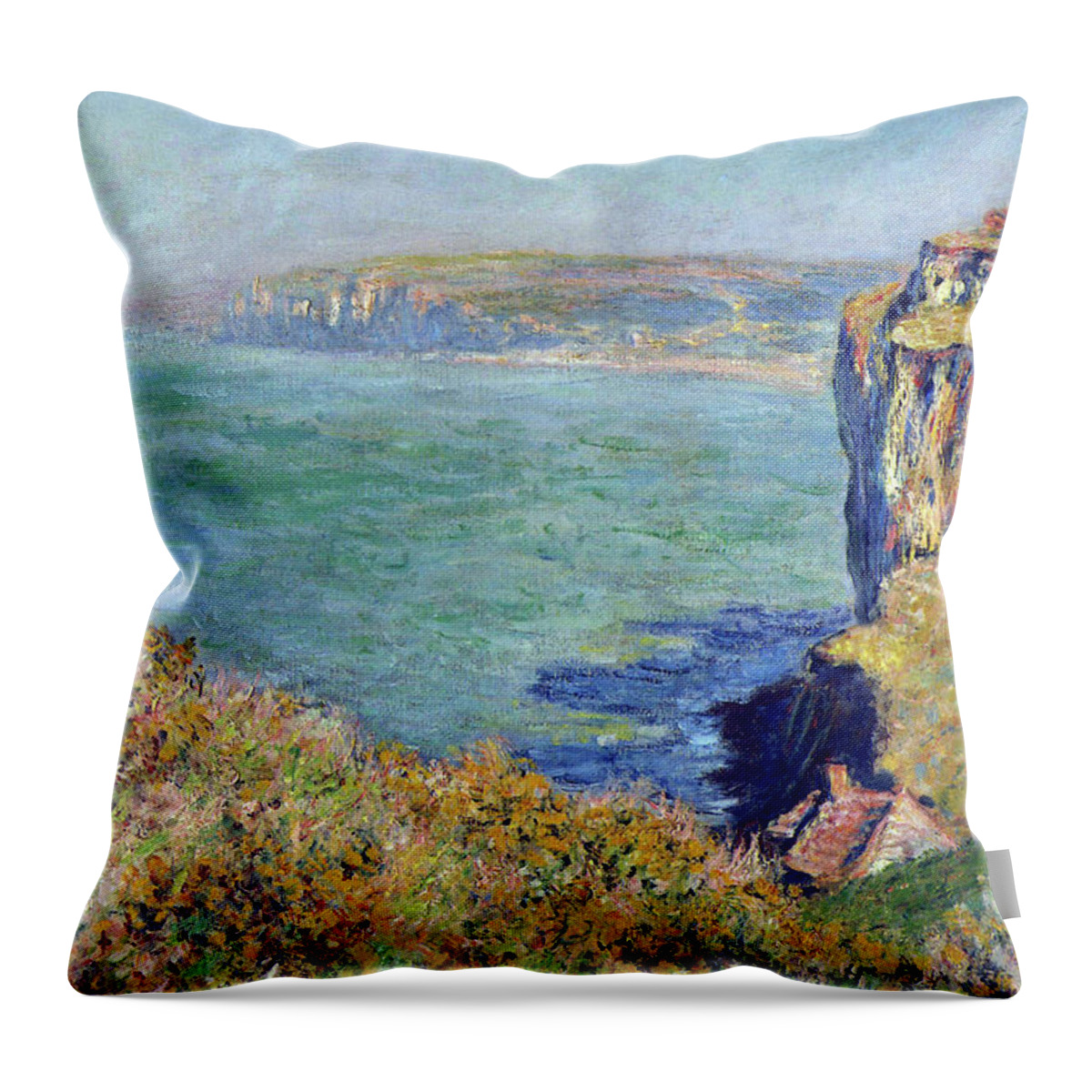 Monet Throw Pillow featuring the painting Cliffs at Varengeville by Claude Monet