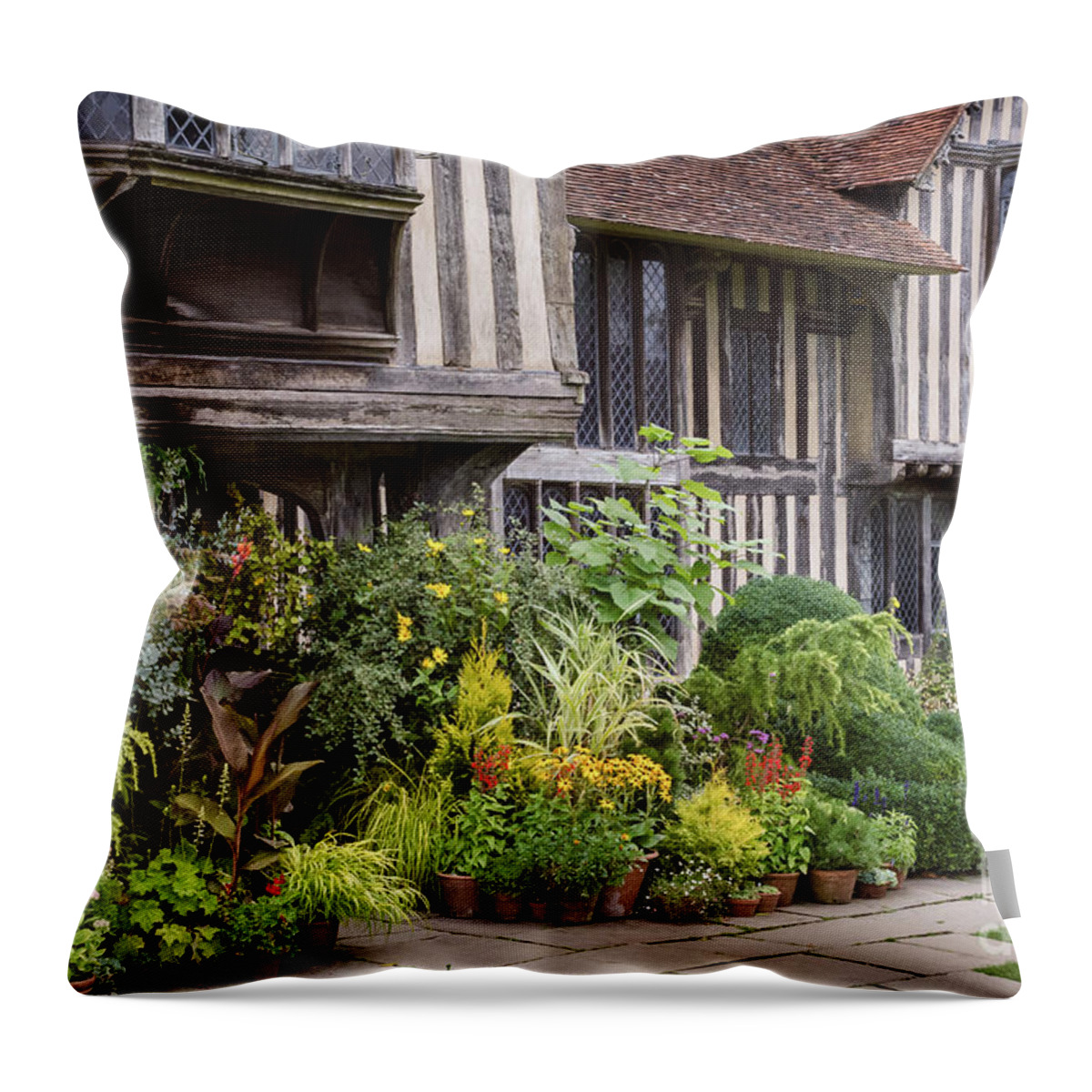 Golden Throw Pillow featuring the photograph Great Dixter House and Gardens by Perry Rodriguez