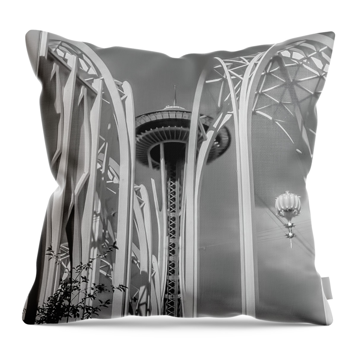 Space Needle Throw Pillow featuring the photograph Space Needle Vintage SPN3 by Cathy Anderson