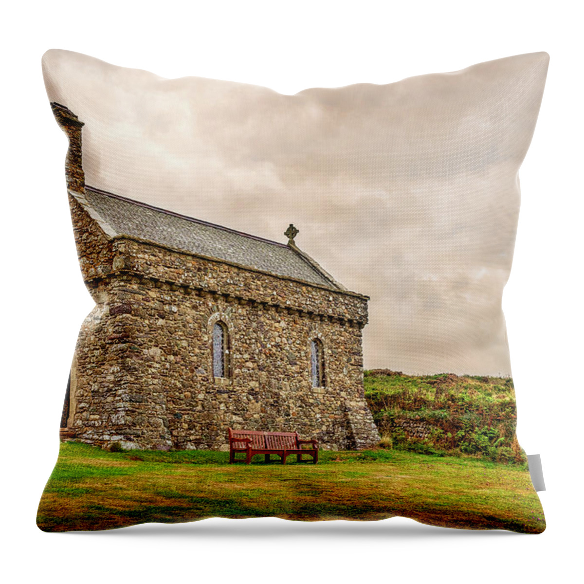 Pembrokeshire Throw Pillow featuring the photograph St Nons Retreat Chapel by Mark Llewellyn