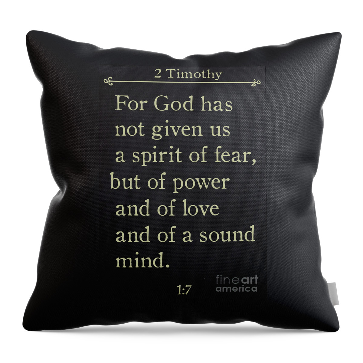 2 Timothy Throw Pillow featuring the painting 2 Timothy 1 7 - Inspirational Quotes Wall Art Collection by Mark Lawrence