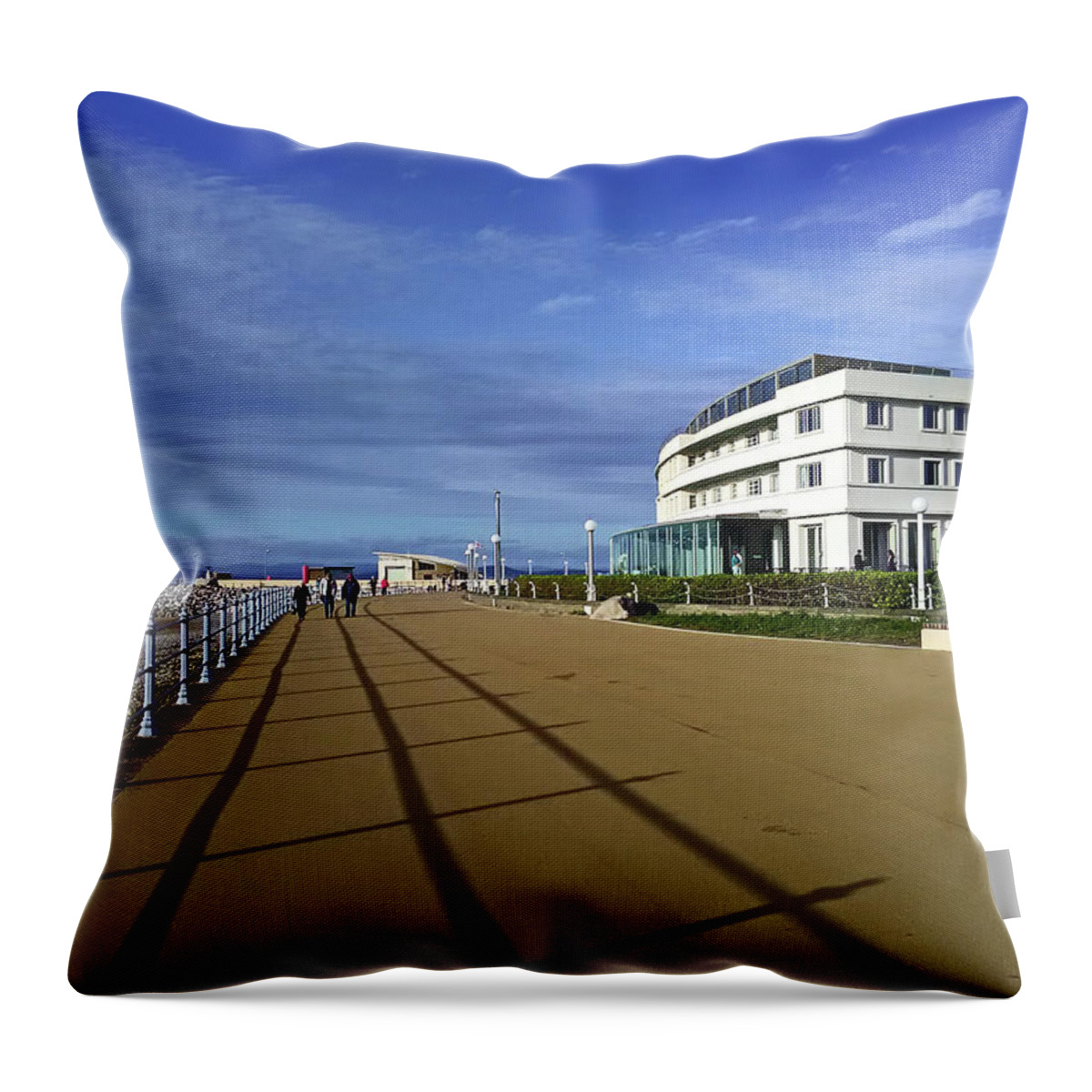 Morecambe Throw Pillow featuring the photograph 22/09/18 MORECAMBE. The Midland Hotel. by Lachlan Main