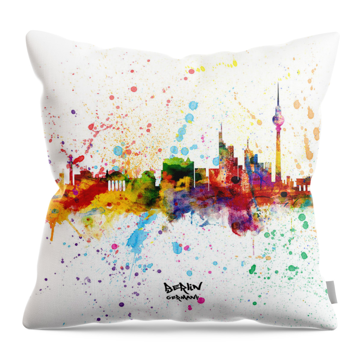 Berlin Throw Pillow featuring the digital art Berlin Germany Skyline by Michael Tompsett