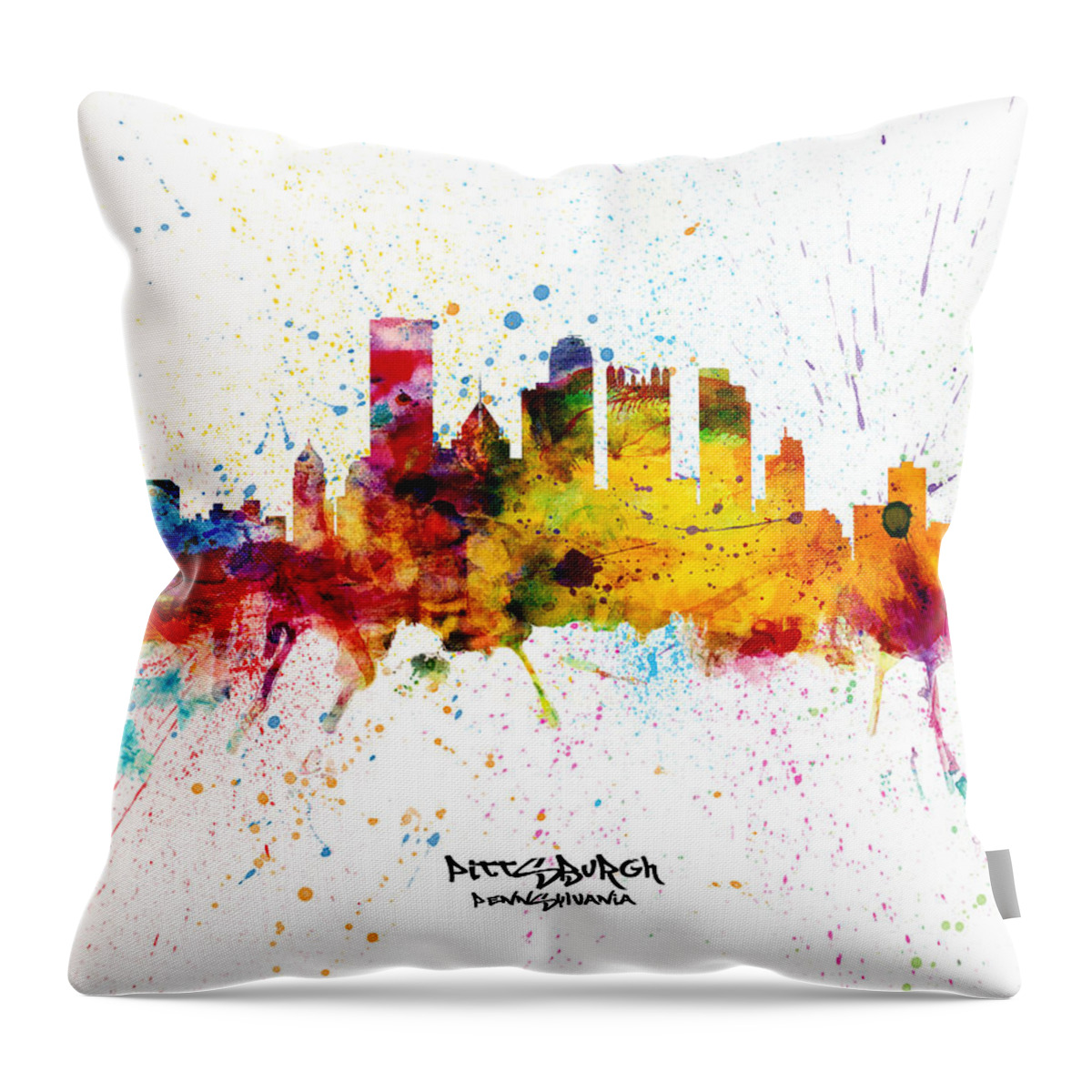 Pittsburgh Throw Pillow featuring the digital art Pittsburgh Pennsylvania Skyline by Michael Tompsett