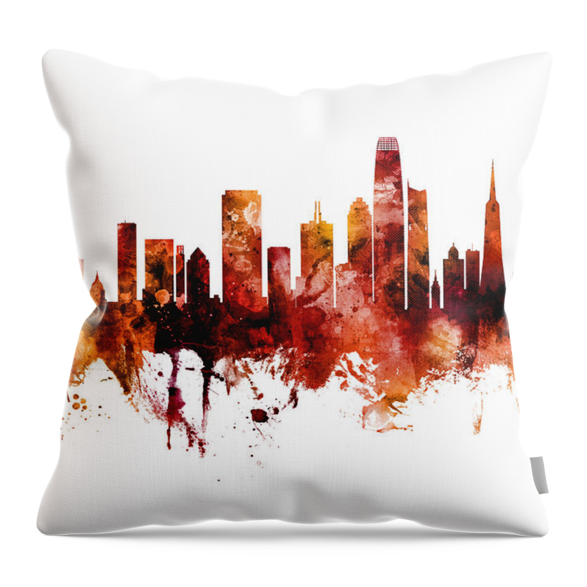San Francisco Throw Pillow featuring the digital art San Francisco City Skyline by Michael Tompsett
