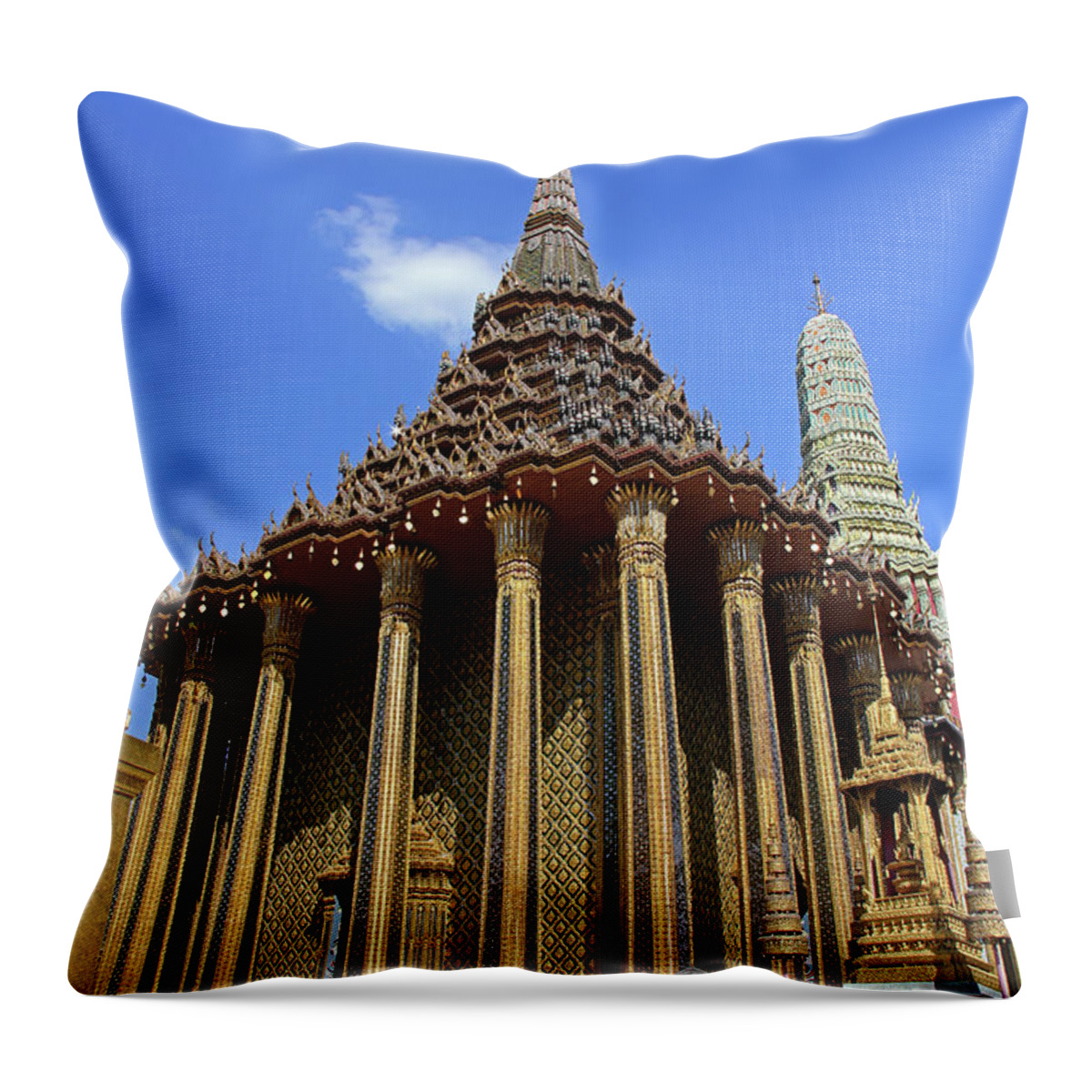 Bangkok Throw Pillow featuring the photograph Bangkok, Thailand - Wat Phra Kaew - Temple Of The Emerald Buddha by Richard Krebs