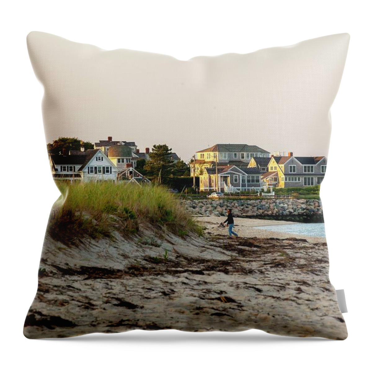 Estock Throw Pillow featuring the digital art Beach & Homes, Chatham, Cape Cod, Ma by Lumiere