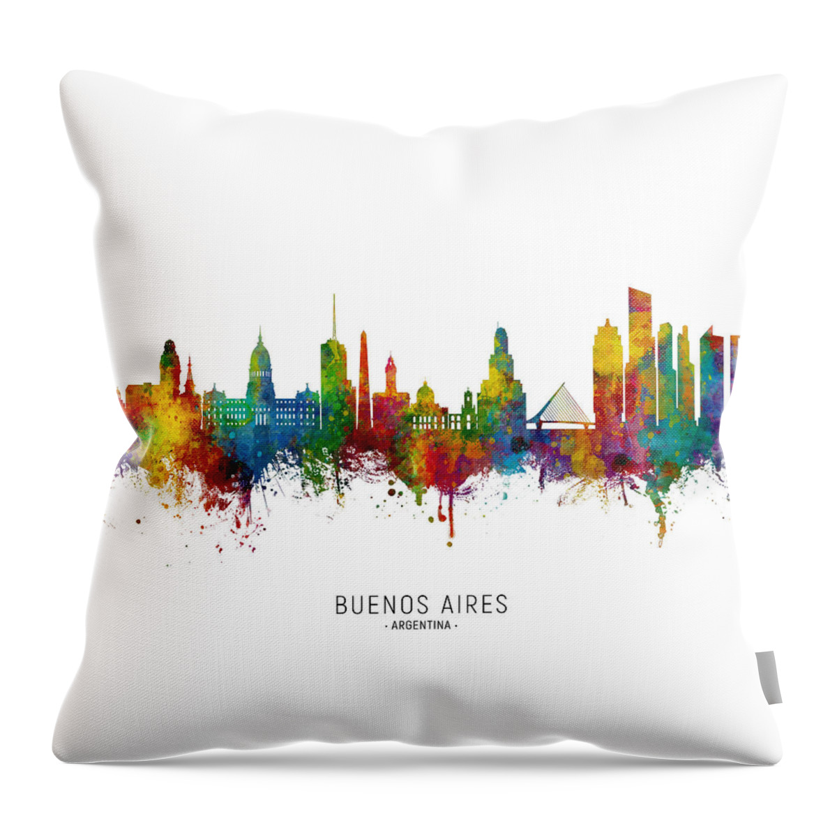 Buenos Aires Throw Pillow featuring the digital art Buenos Aires Argentina Skyline by Michael Tompsett