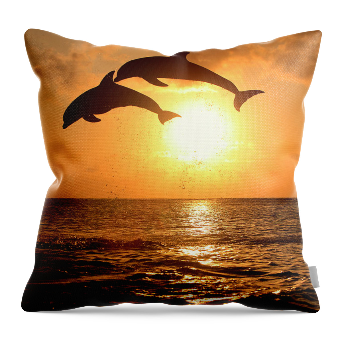 Scenics Throw Pillow featuring the photograph Delfin Grosser Tuemmler by Tier Und Naturfotografie J Und C Sohns