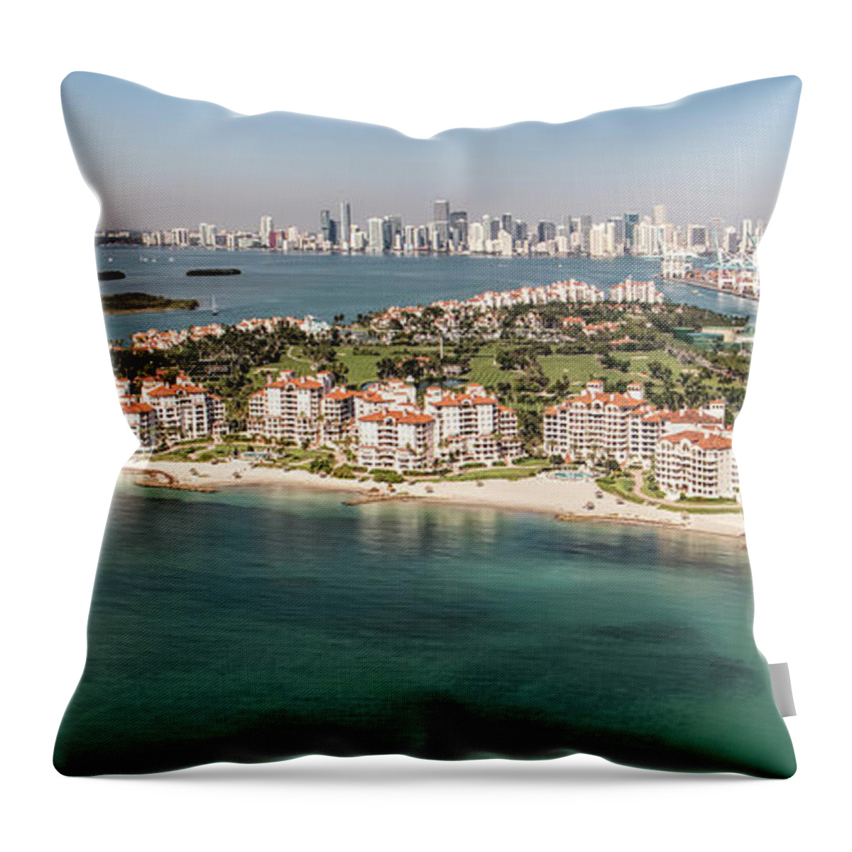 Fisher Island Throw Pillow featuring the photograph Fisher Island Club Aerial by David Oppenheimer