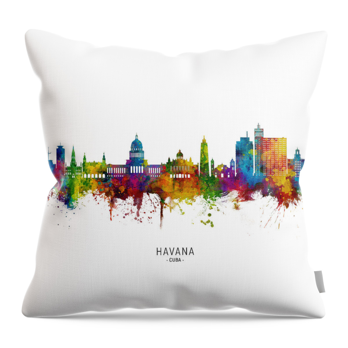 Havana Throw Pillow featuring the digital art Havana Cuba Skyline by Michael Tompsett