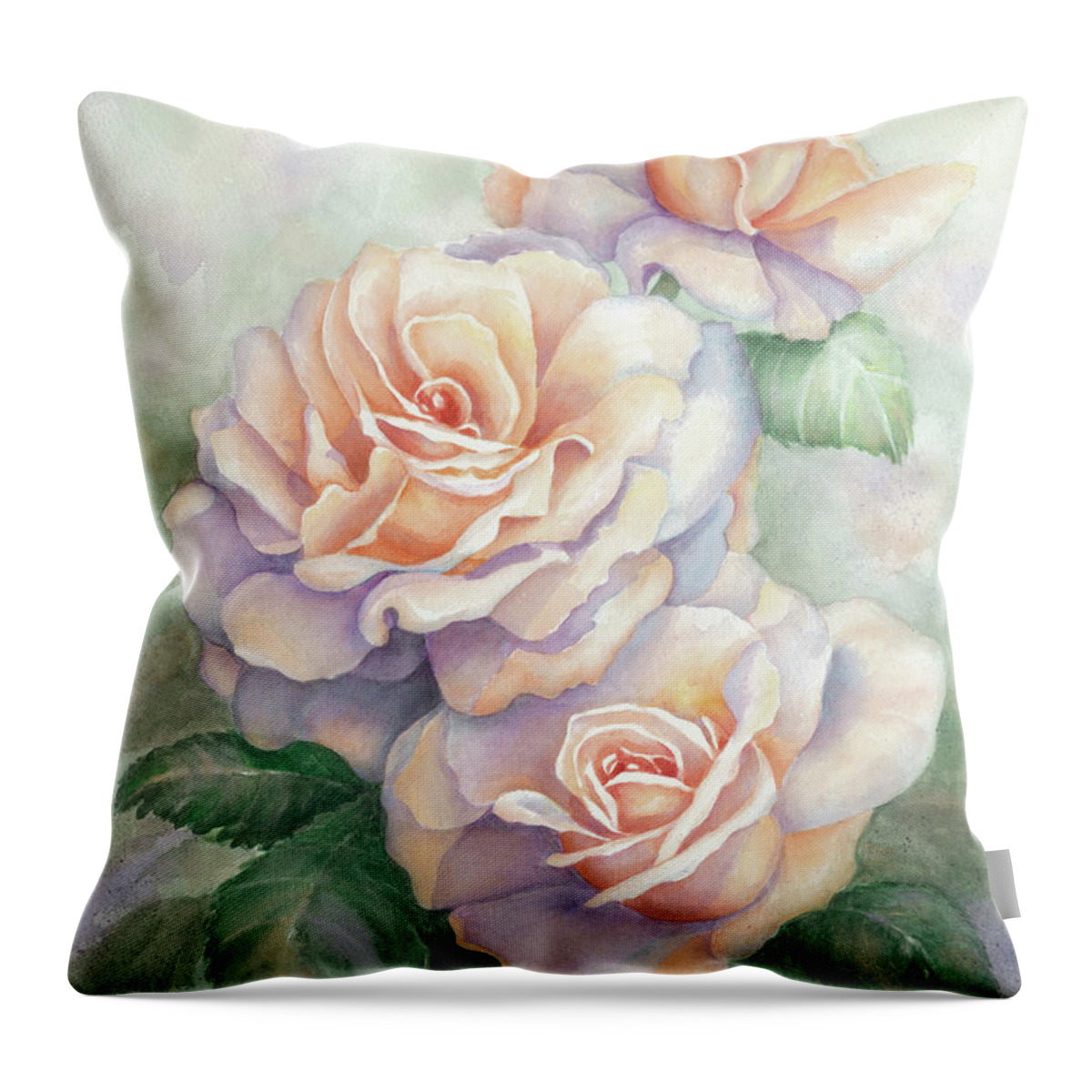 Roses Throw Pillow featuring the painting 3 Sisters by Lori Taylor