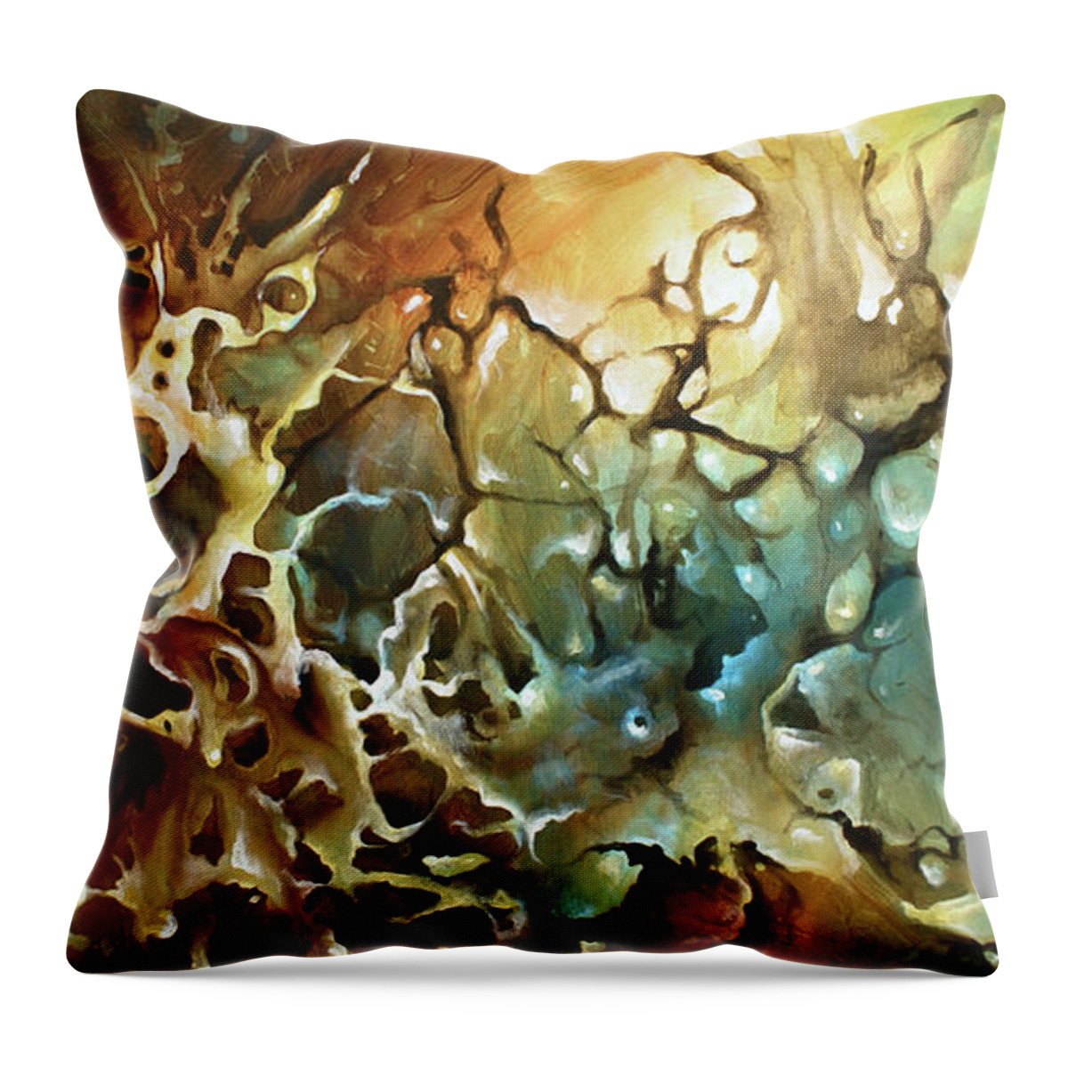 Abstract Throw Pillow featuring the painting Visions by Michael Lang