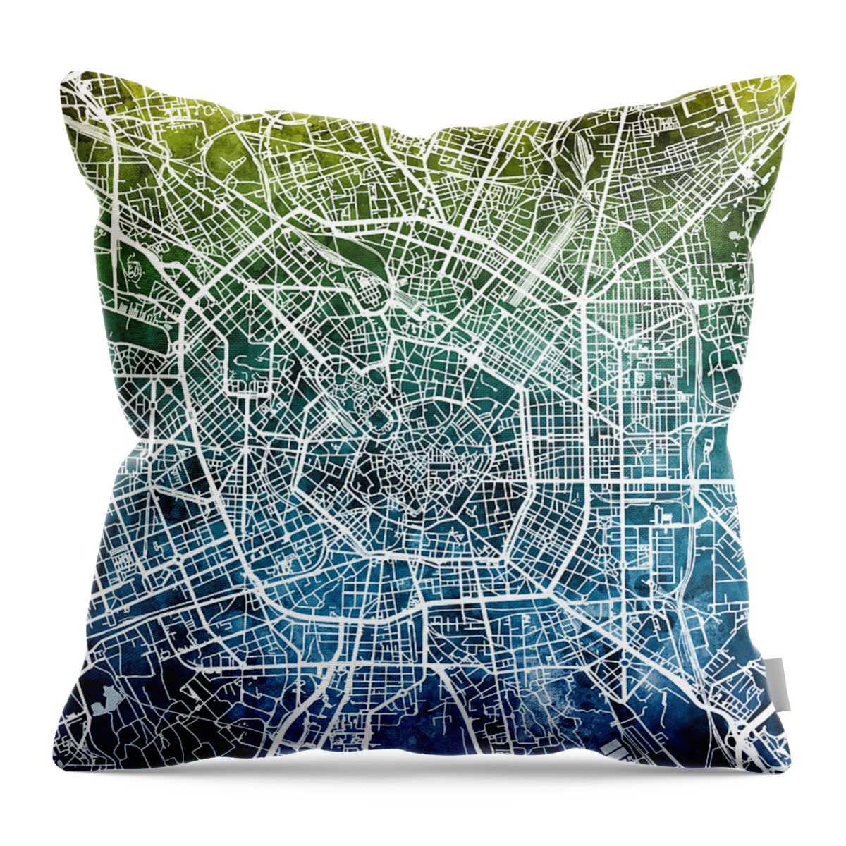 Milan Throw Pillow featuring the digital art Milan Italy City Map by Michael Tompsett