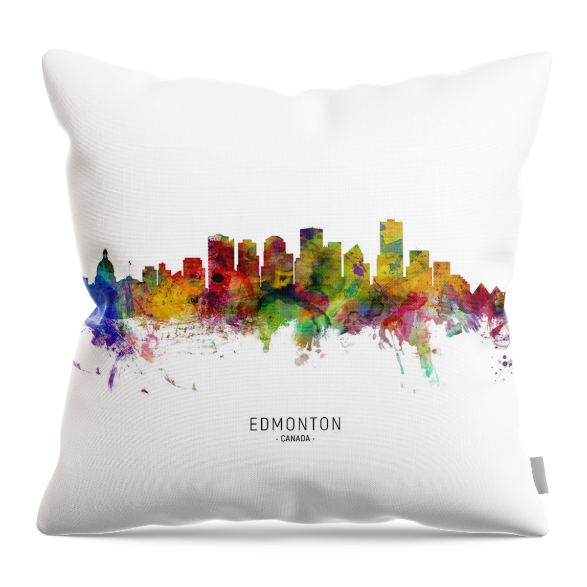 Edmonton Throw Pillow featuring the digital art Edmonton Canada Skyline by Michael Tompsett