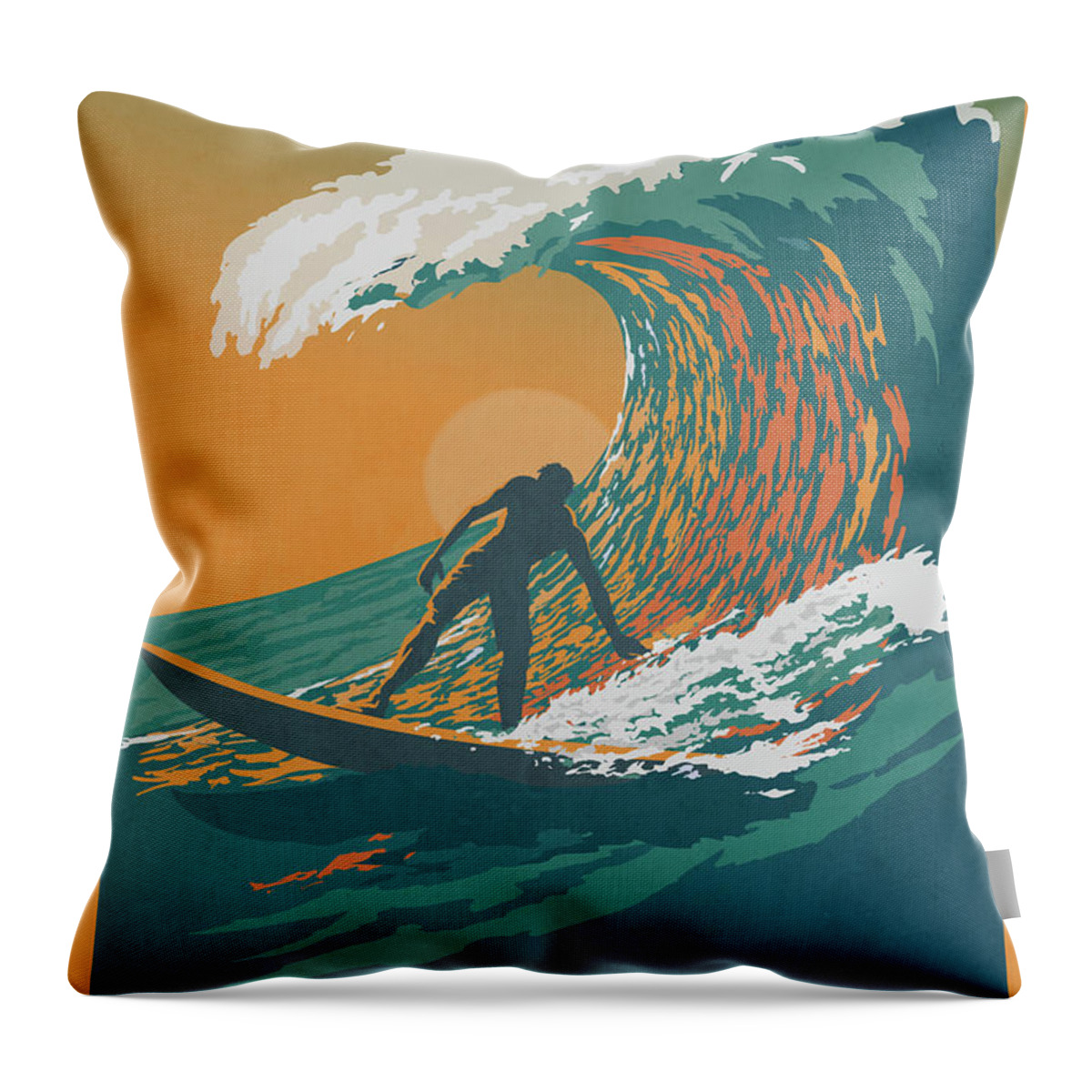 Surfer Throw Pillow featuring the digital art Ocean Life by Sassan Filsoof