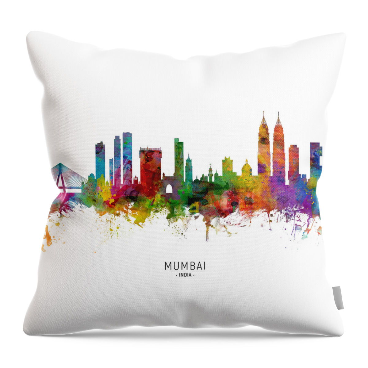 Mumbai Throw Pillow featuring the digital art Mumbai Skyline India Bombay by Michael Tompsett