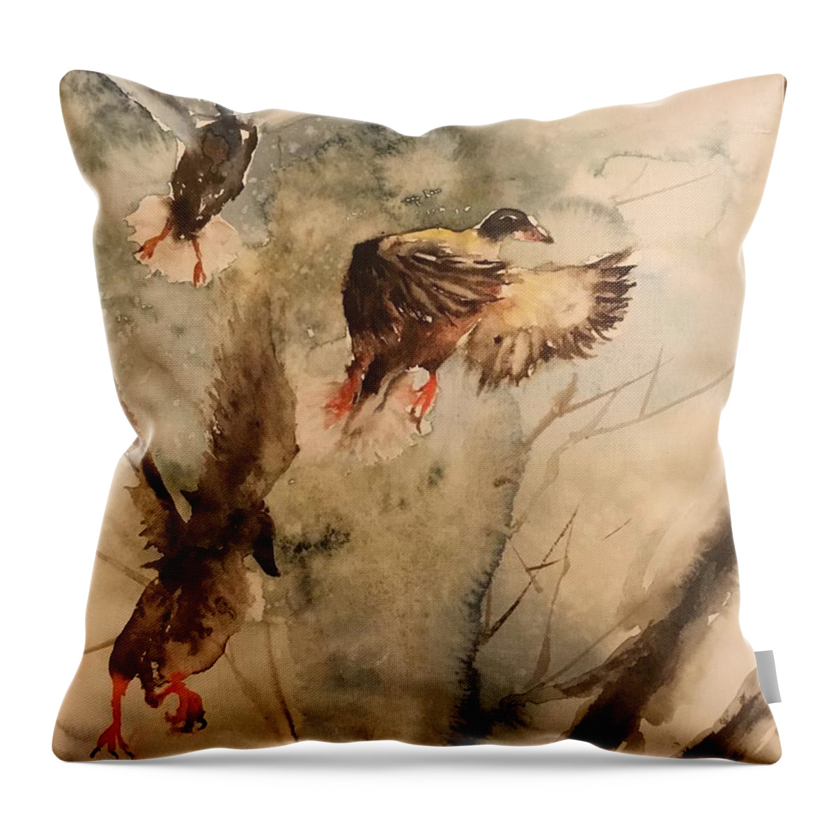 #65 2019 Throw Pillow featuring the painting #65 2019 by Han in Huang wong