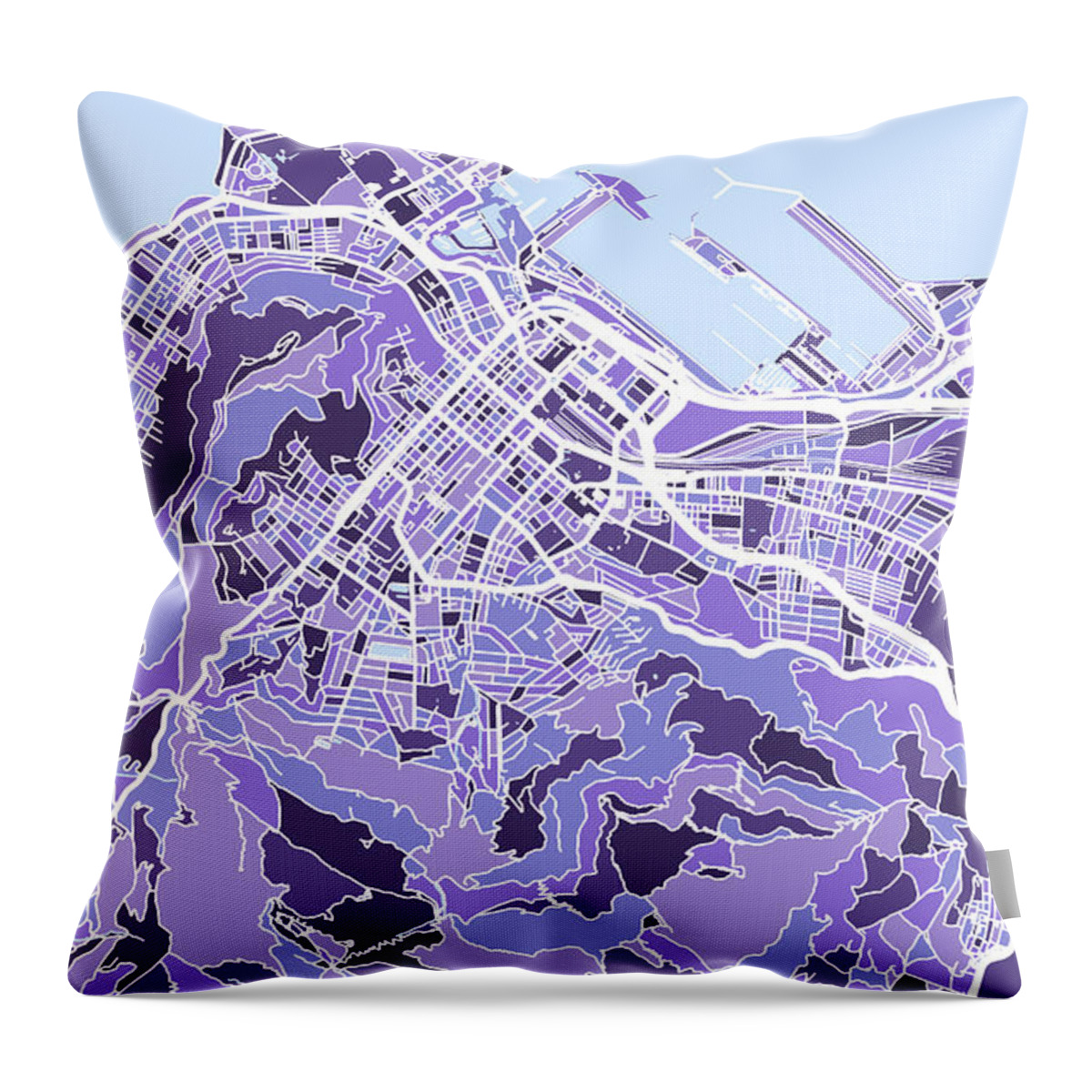 Cape Town Throw Pillow featuring the digital art Cape Town South Africa City Street Map by Michael Tompsett