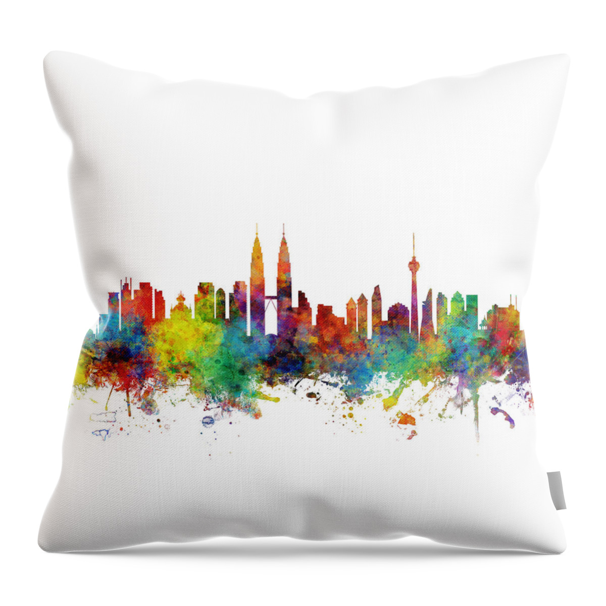 Kuala Lumpur Throw Pillow featuring the digital art Kuala Lumpur Malaysia Skyline by Michael Tompsett