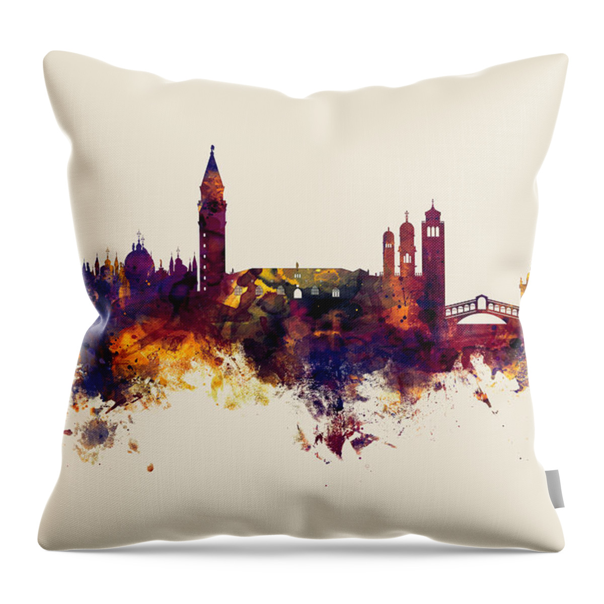Italy Throw Pillow featuring the digital art Venice Italy Skyline by Michael Tompsett