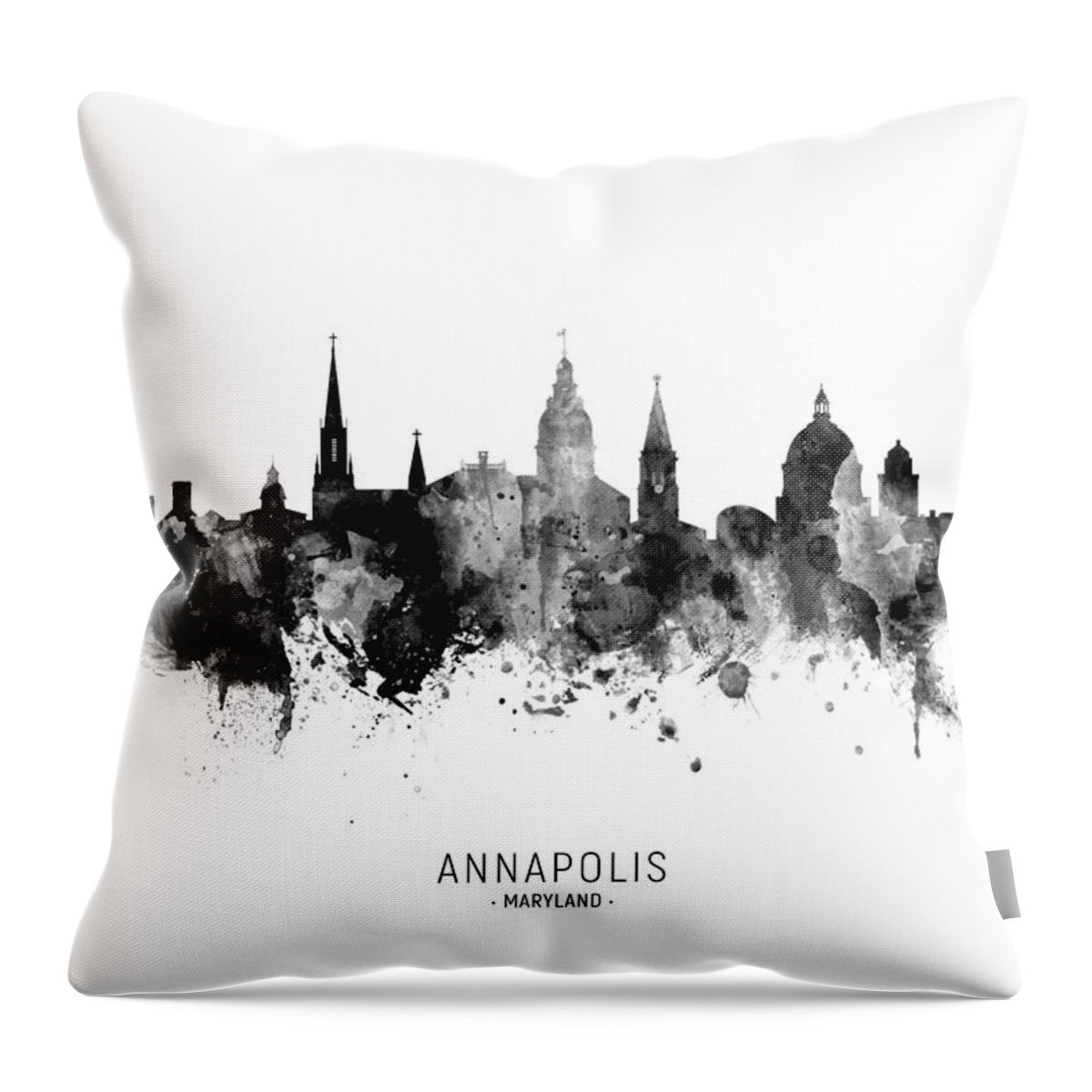 Annapolis Throw Pillow featuring the digital art Annapolis Maryland Skyline by Michael Tompsett