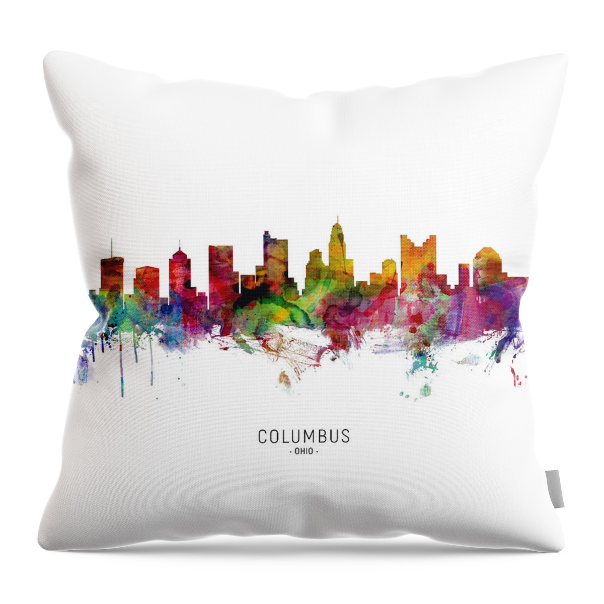 Columbus Throw Pillow featuring the digital art Columbus Ohio Skyline by Michael Tompsett