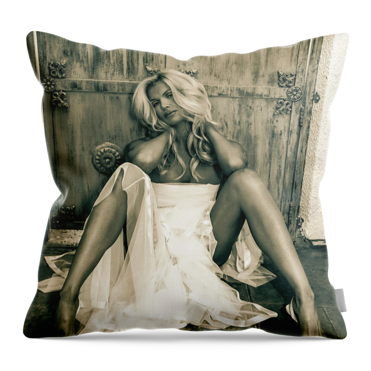1 One Person Throw Pillow featuring the photograph 9338 Fashionista Selena by Amyn Nasser