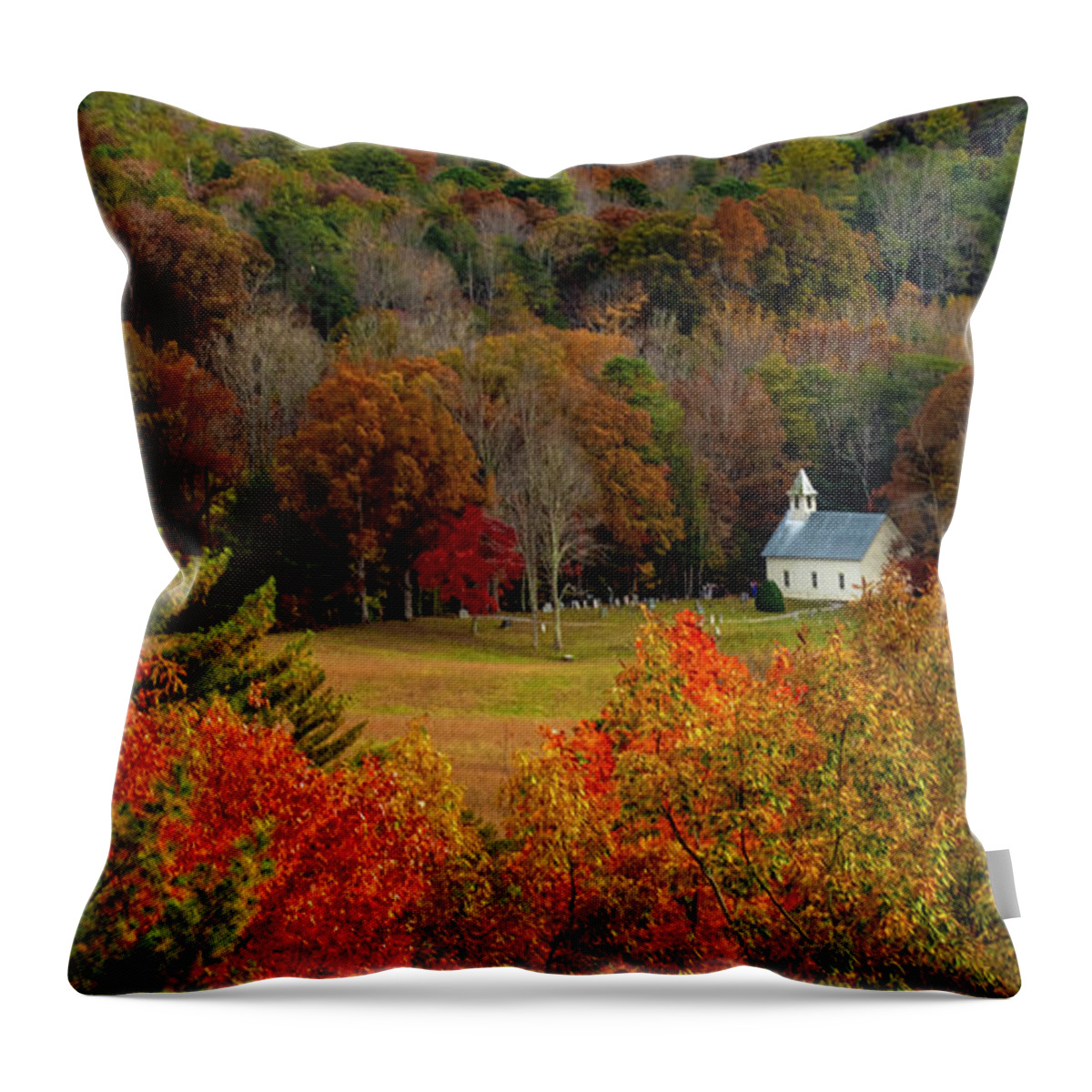 Church Throw Pillow featuring the photograph A Rich View by Marcy Wielfaert