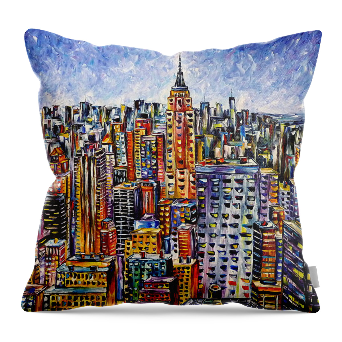 I Love New York Throw Pillow featuring the painting Above New York by Mirek Kuzniar