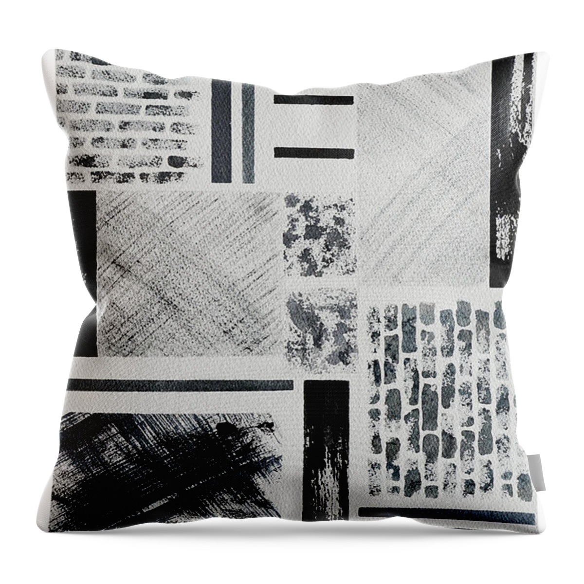 Abstract Throw Pillow featuring the painting Abstract Collage by Karen Fleschler