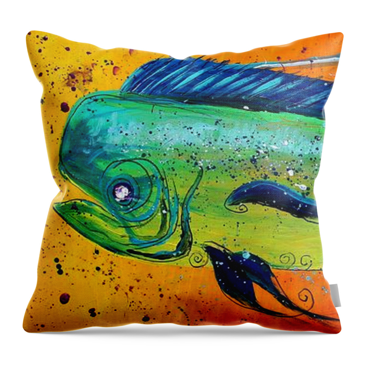 Fish Throw Pillow featuring the painting Abstract Mahi Mahi by J Vincent Scarpace