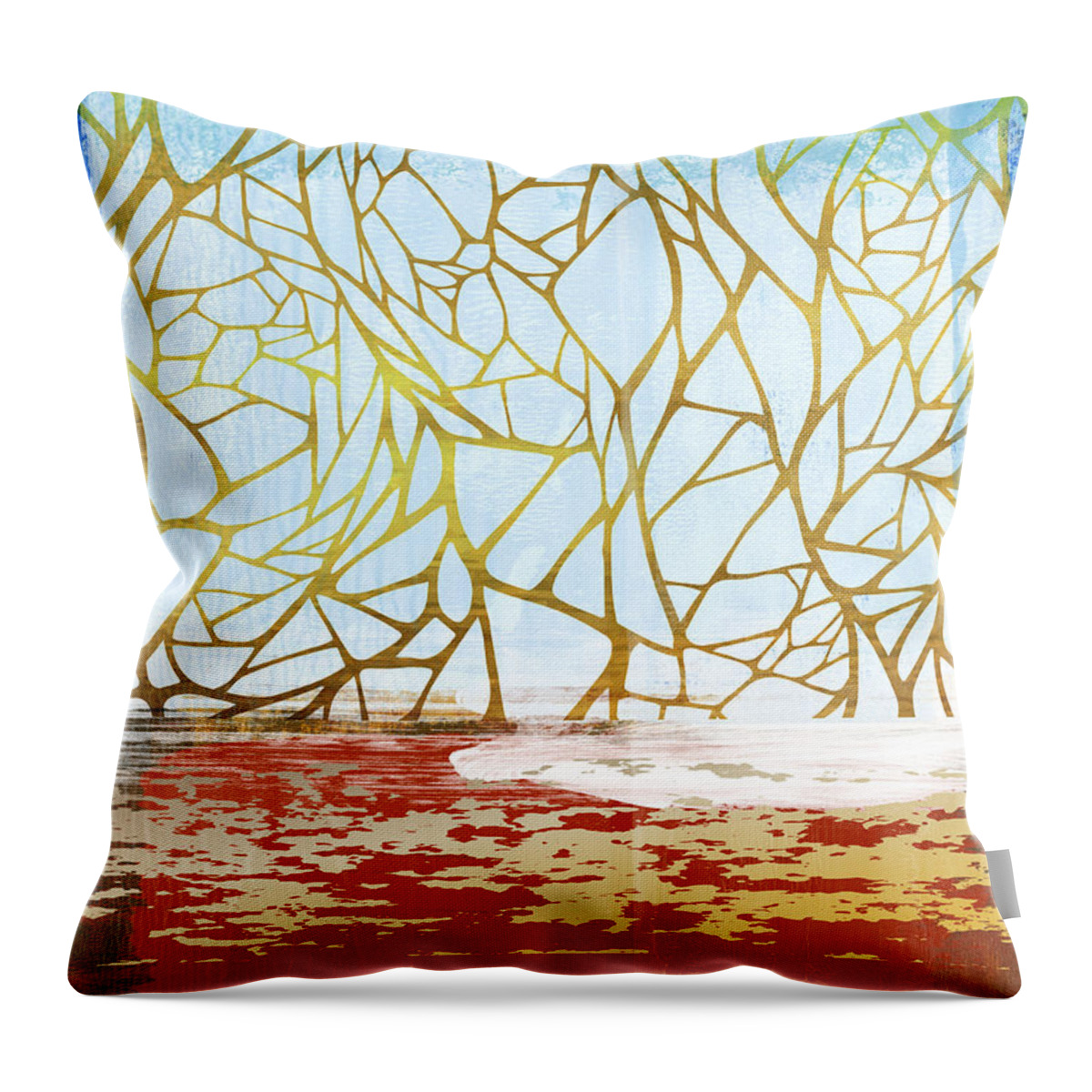 Abstract Throw Pillow featuring the painting Abstract Trees Study by Naxart Studio