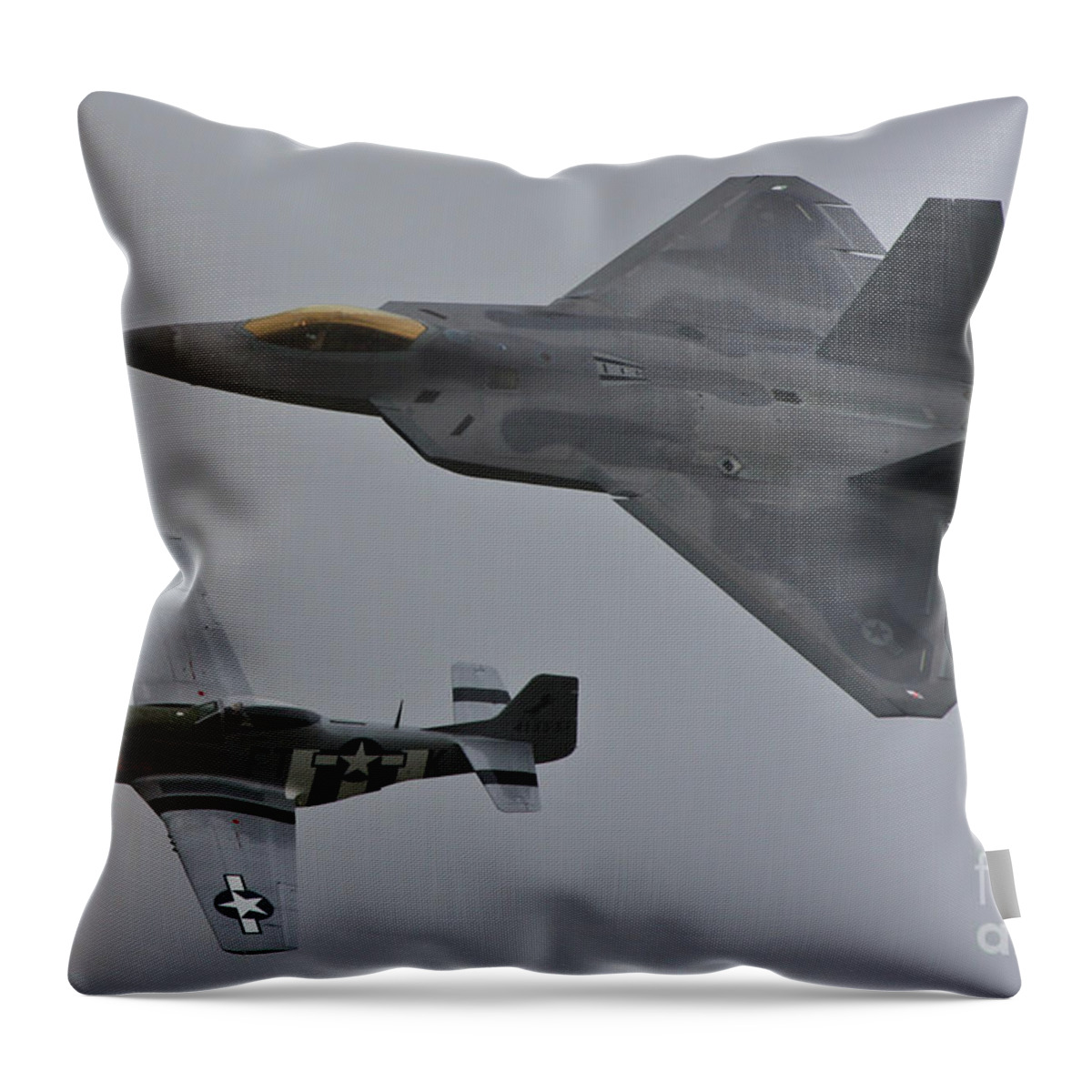 F22 P51 Throw Pillow featuring the photograph Aerial Domination by Greg Smith