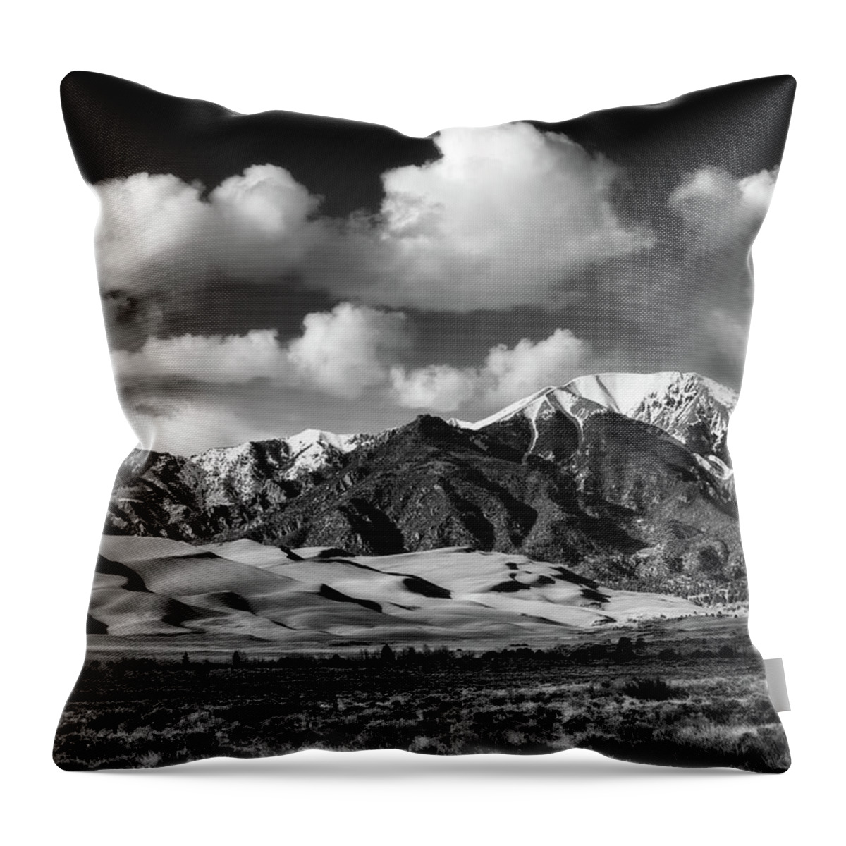 Monochrome Throw Pillow featuring the photograph Afternoon at the Dunes by Darren White